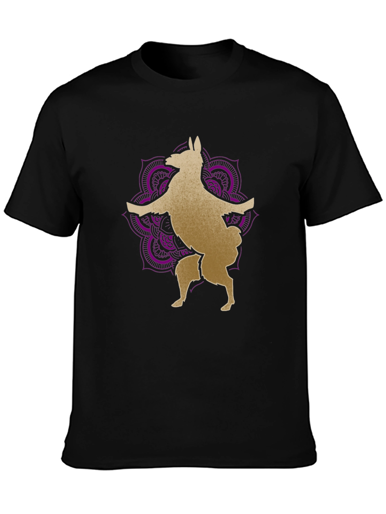 Llama Mandala Graphic Tee - Black