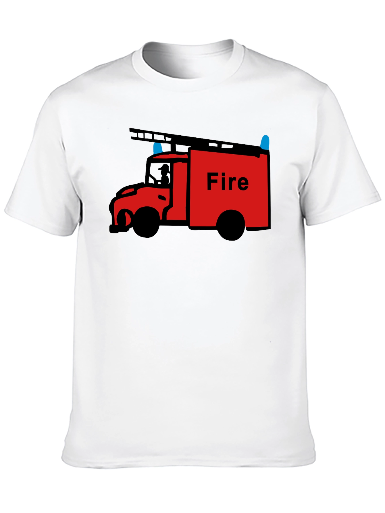 Fire Truck Graphic Tee - Black Cotton T-Shirt