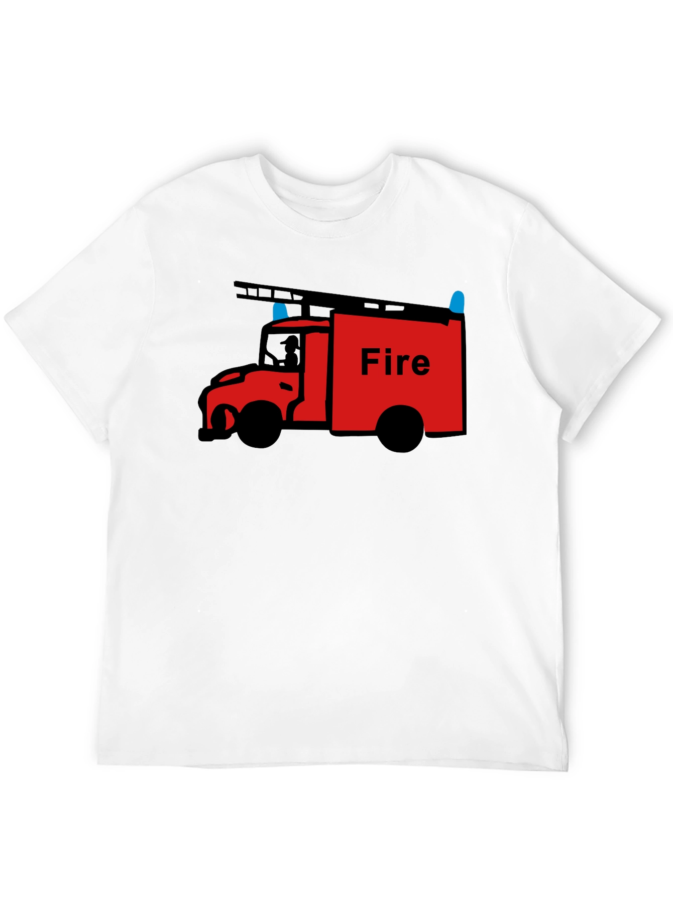 Fire Truck Graphic Tee - Black Cotton T-Shirt