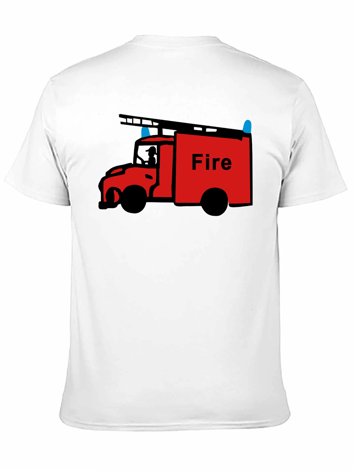 Fire Truck Graphic Tee - Black Cotton T-Shirt