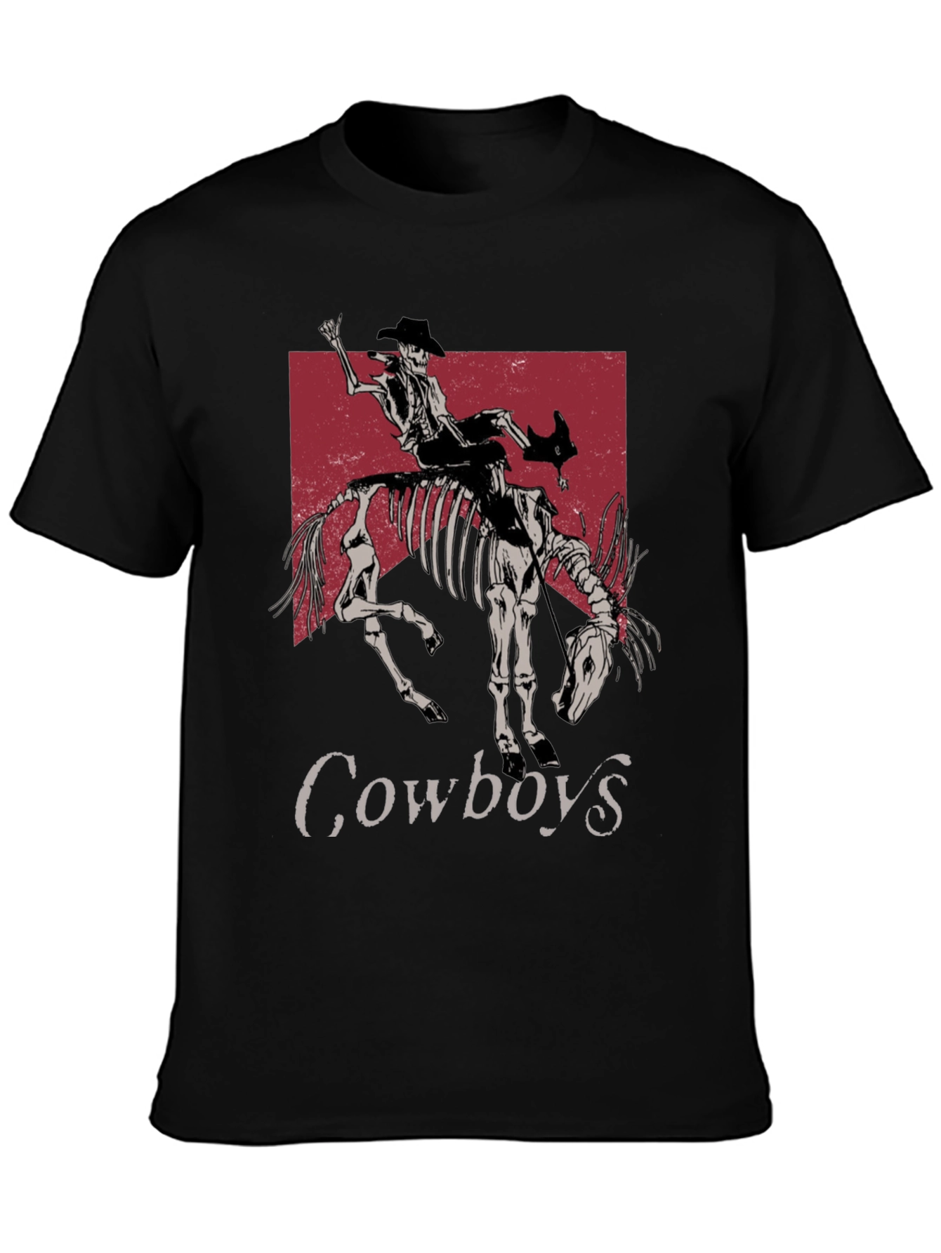 Skeleton Cowboy Riding T-Shirt - Western Style