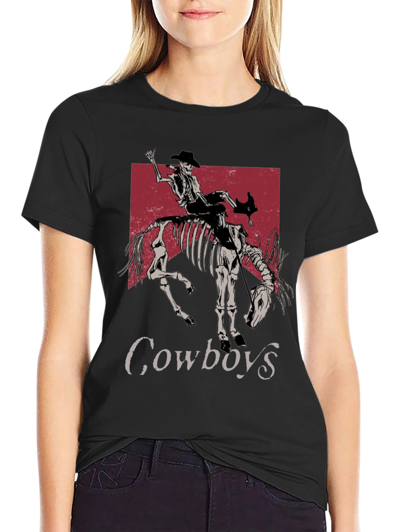 Skeleton Cowboy Riding T-Shirt - Western Style
