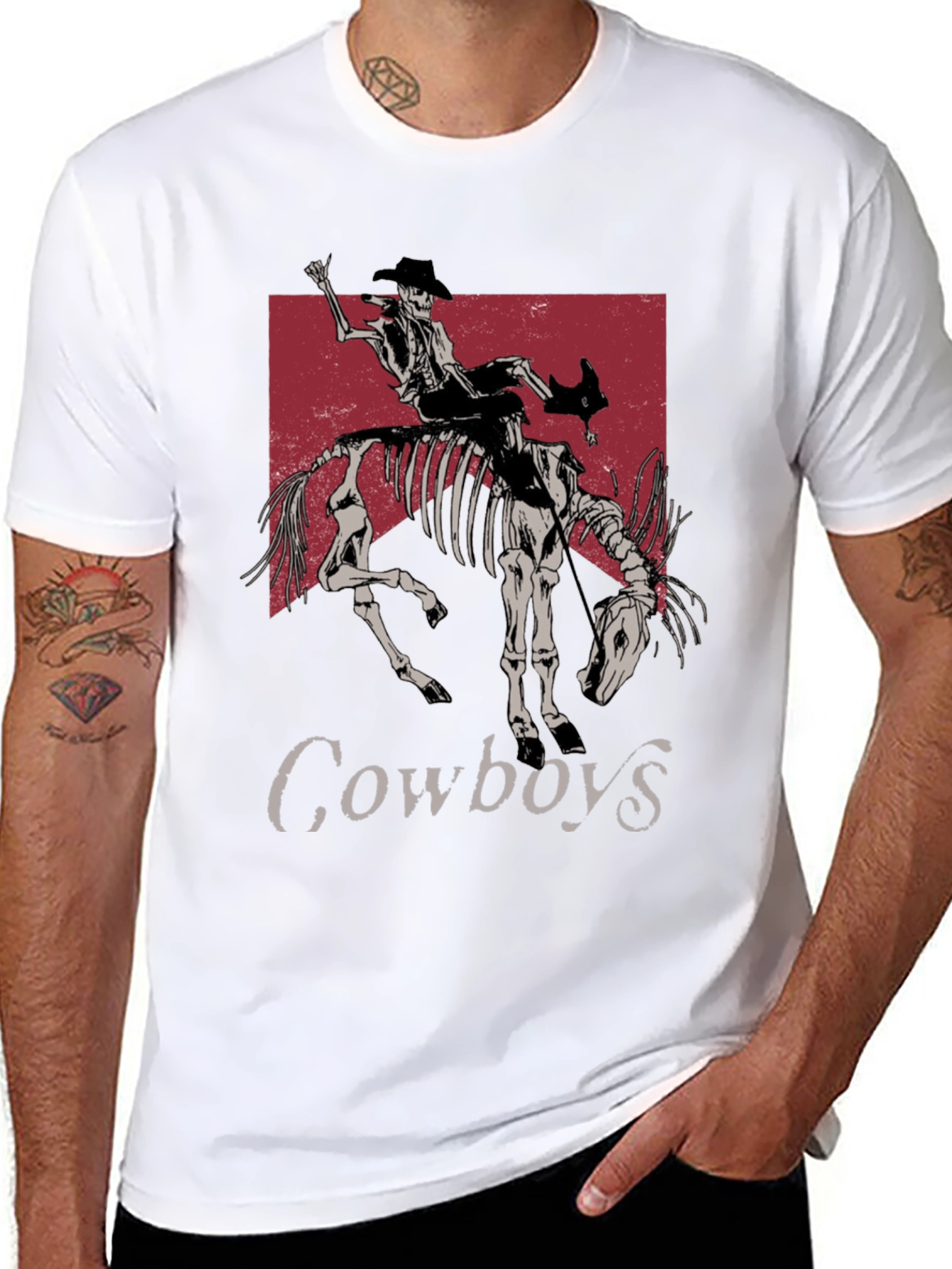 Skeleton Cowboy Riding T-Shirt - Western Style