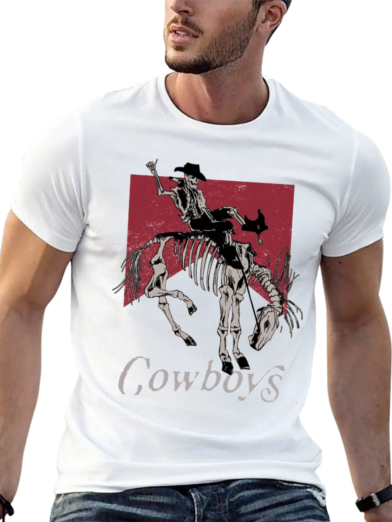 Skeleton Cowboy Riding T-Shirt - Western Style
