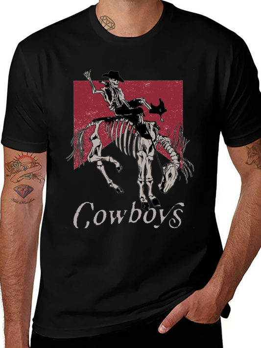 Skeleton Cowboy Riding T-Shirt - Western Style