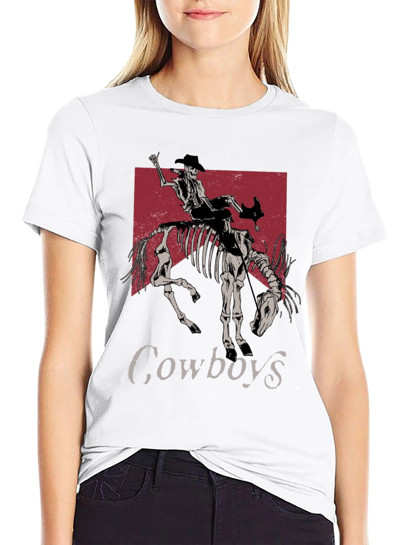 Skeleton Cowboy Riding T-Shirt - Western Style