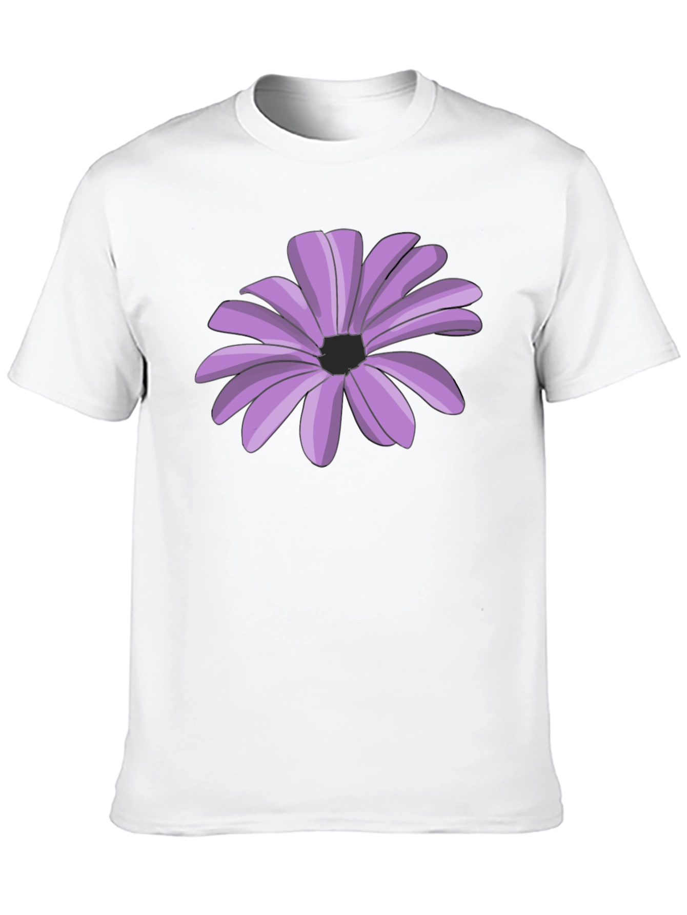 Black T-Shirt with Purple Flower Graphic
