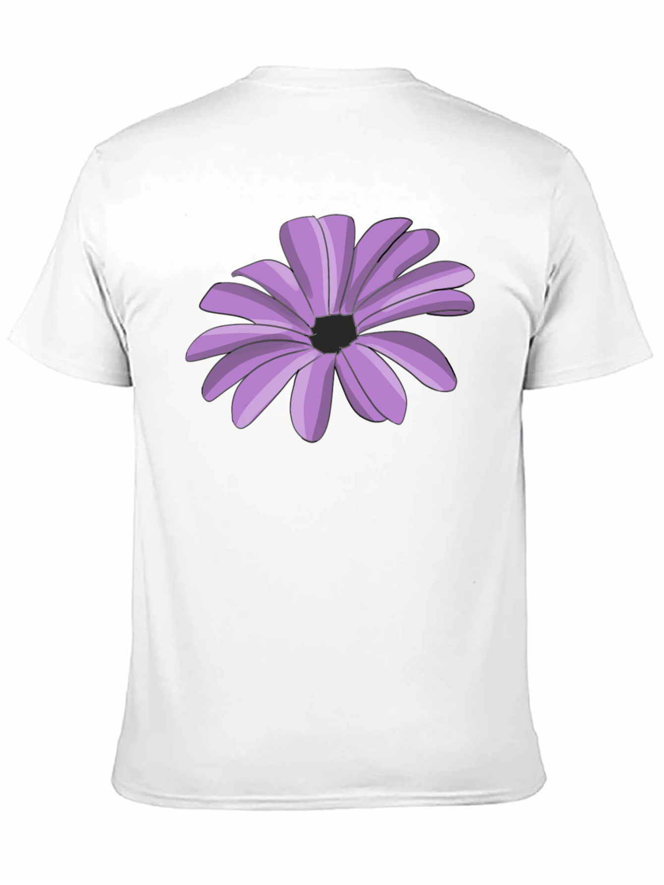 Black T-Shirt with Purple Flower Graphic