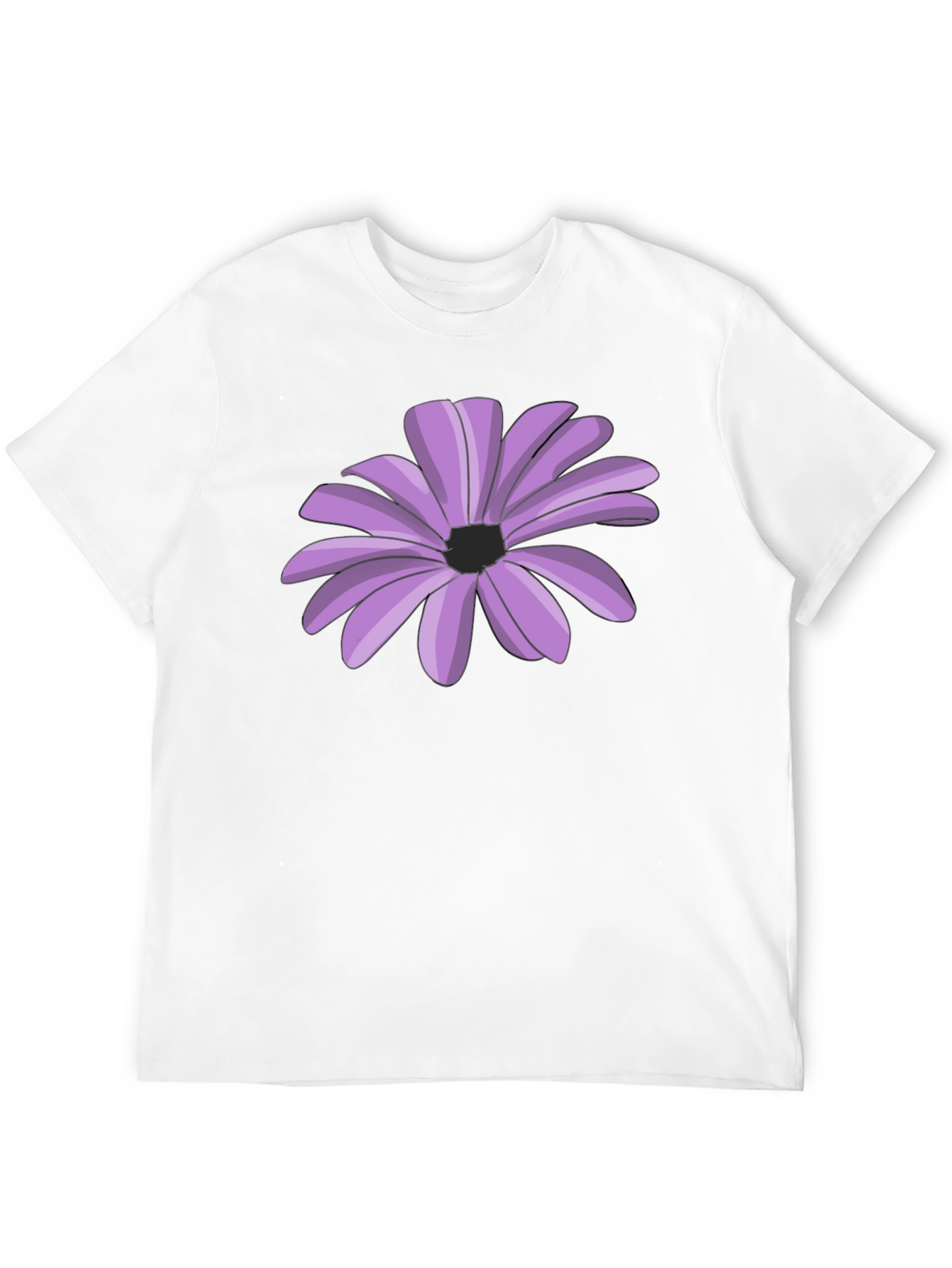 Black T-Shirt with Purple Flower Graphic