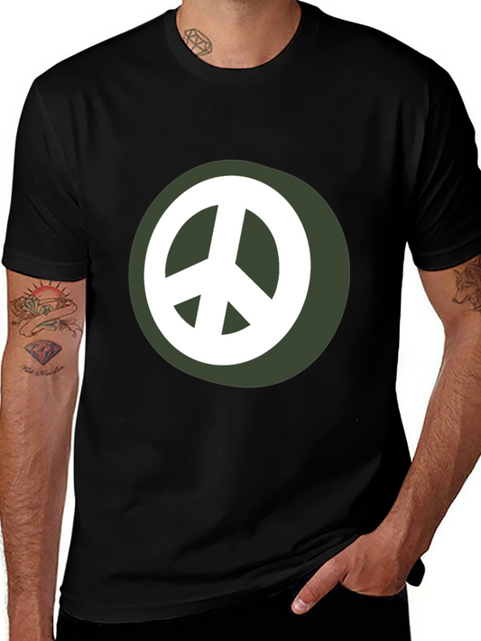 Peace Sign Graphic Tee - Black Casual Shirt