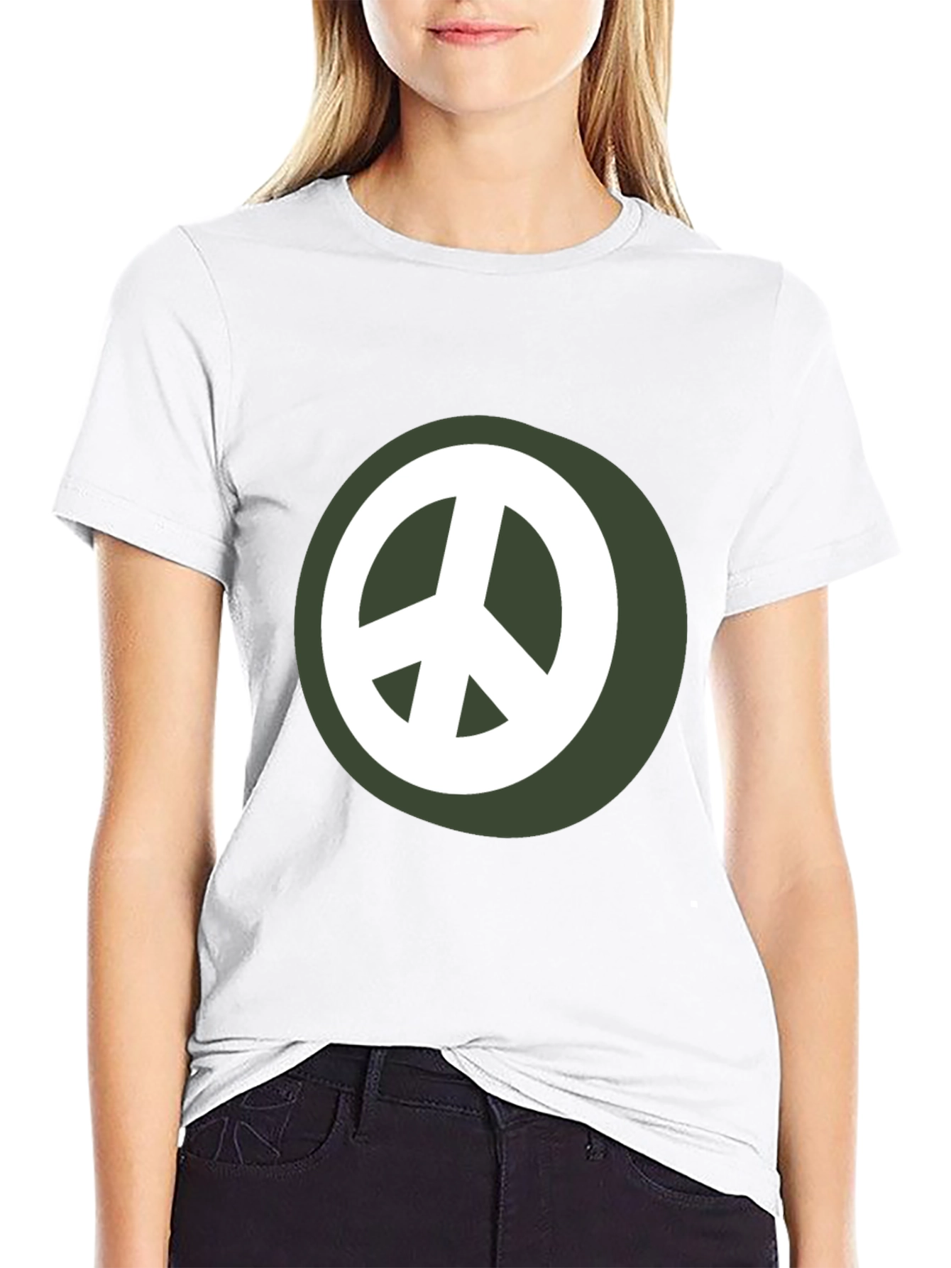 Peace Sign Graphic Tee - Black Casual Shirt