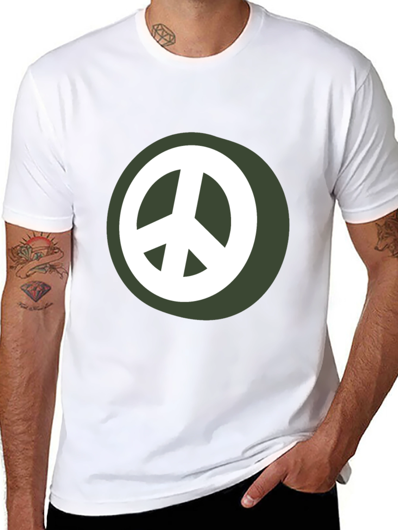 Peace Sign Graphic Tee - Black Casual Shirt