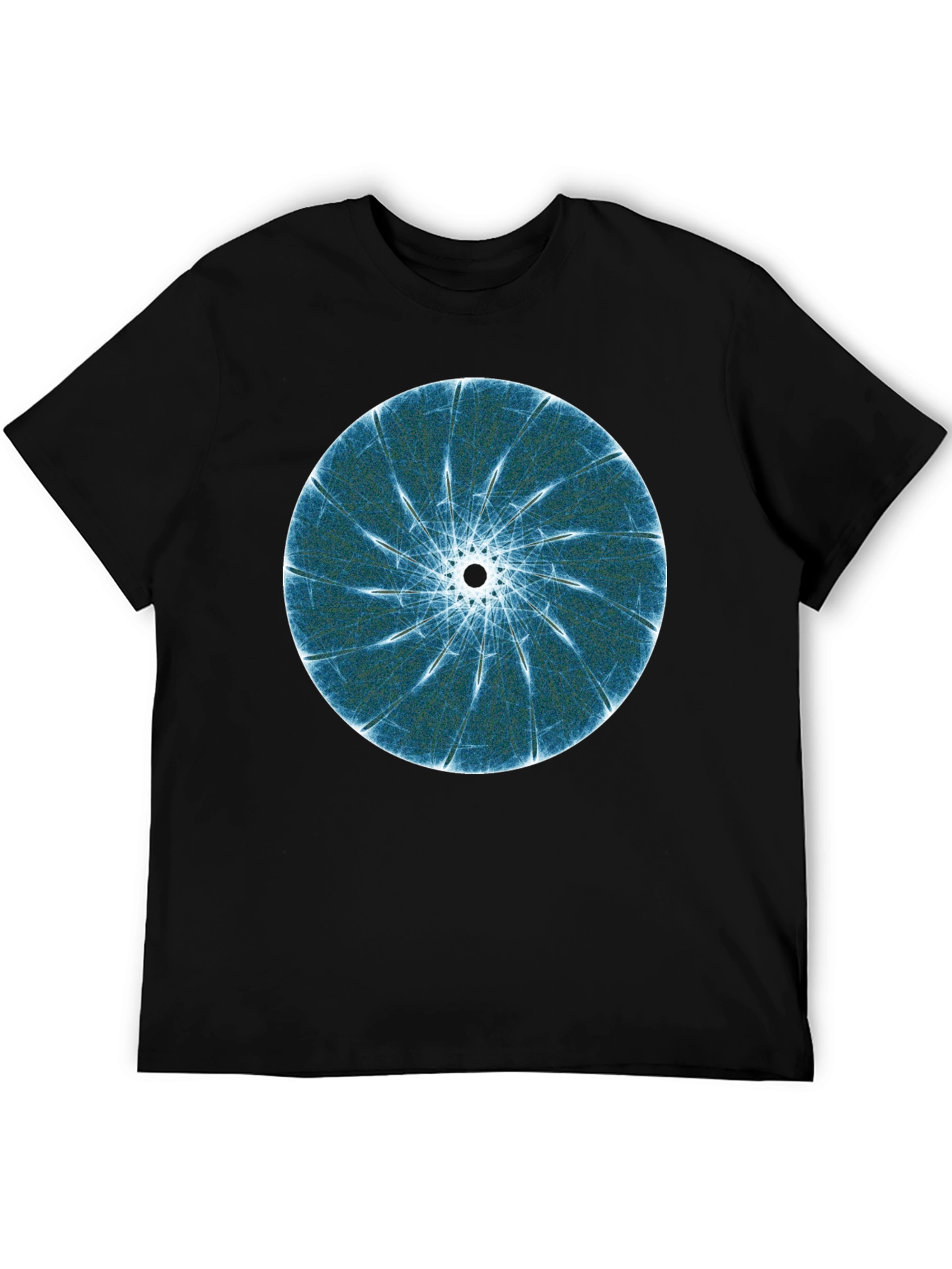 Abstract Fractal Print Black T-Shirt