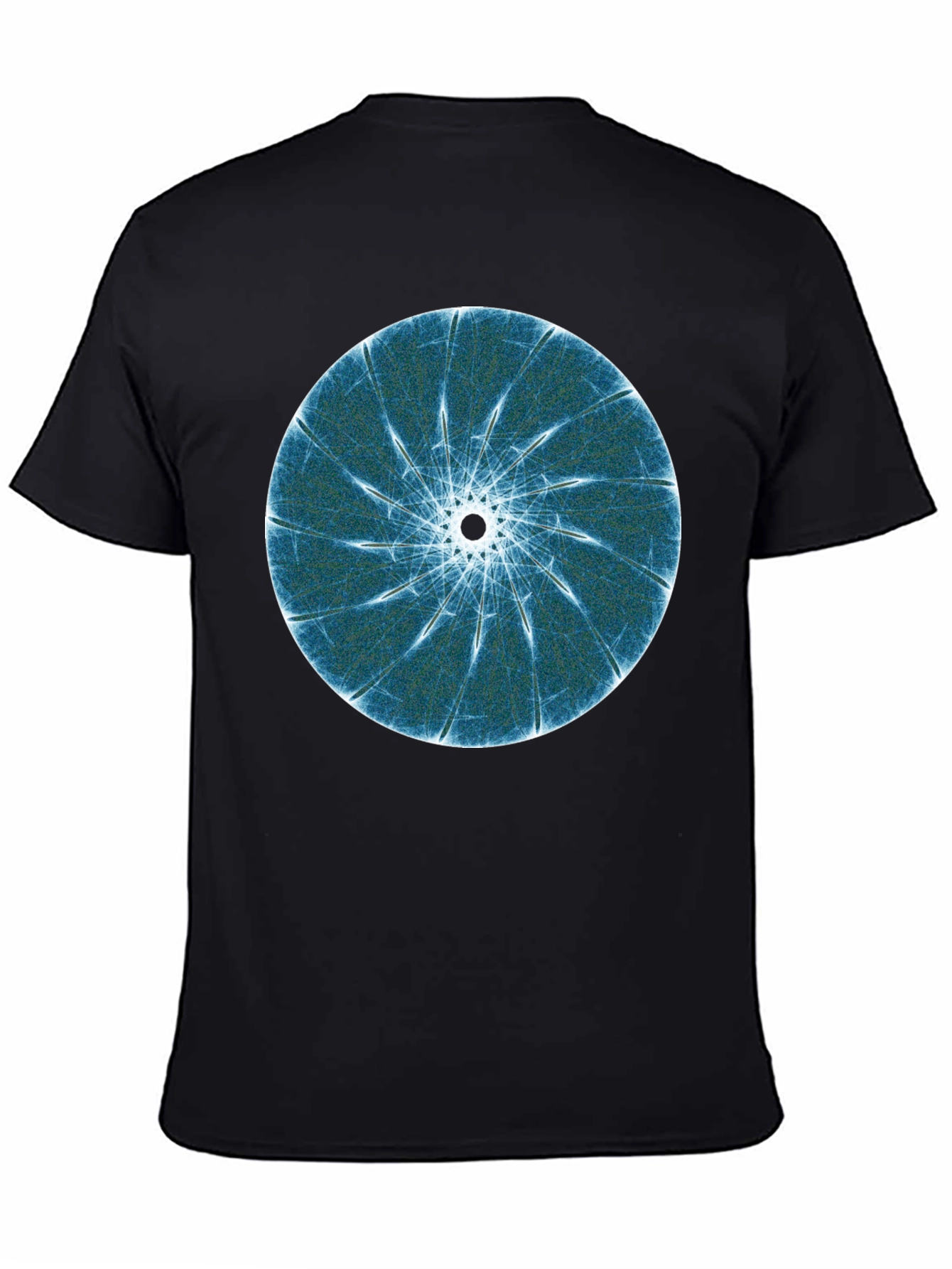 Abstract Fractal Print Black T-Shirt