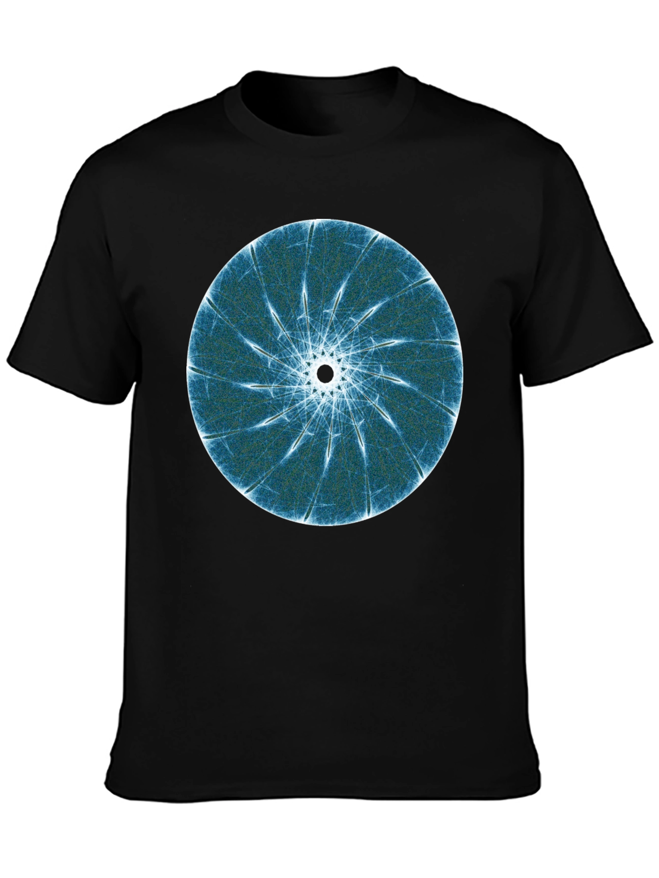 Abstract Fractal Print Black T-Shirt
