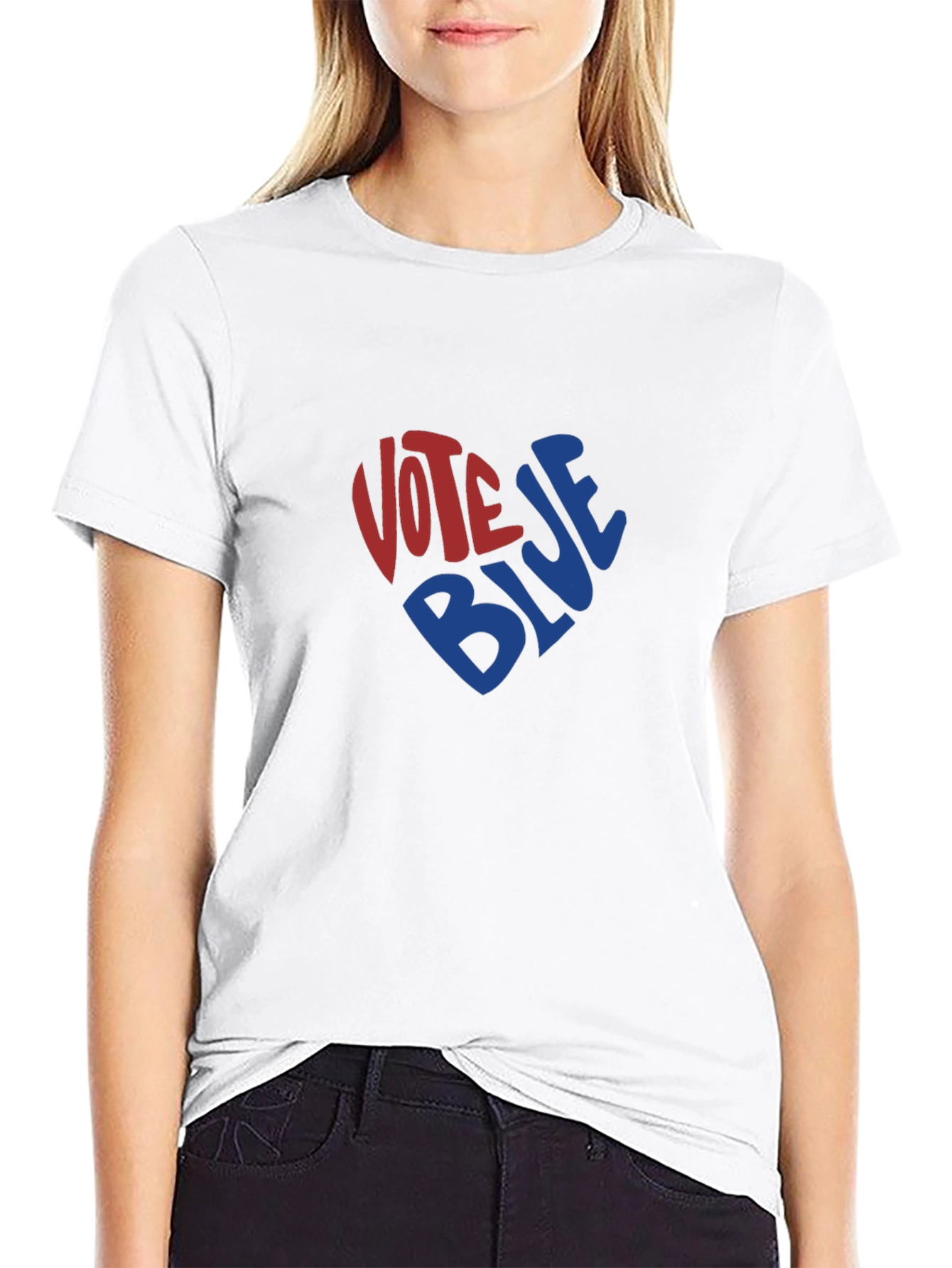 Vote Blue Heart Graphic Tee - Black