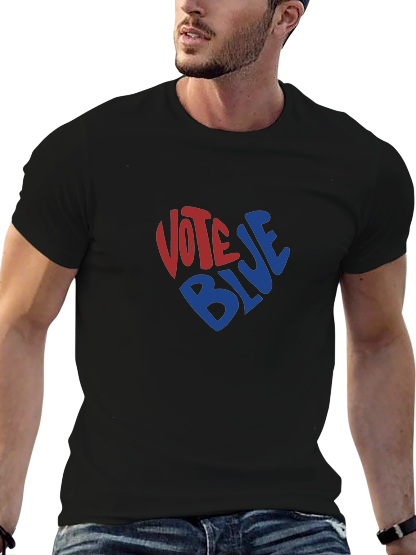 Vote Blue Heart Graphic Tee - Black