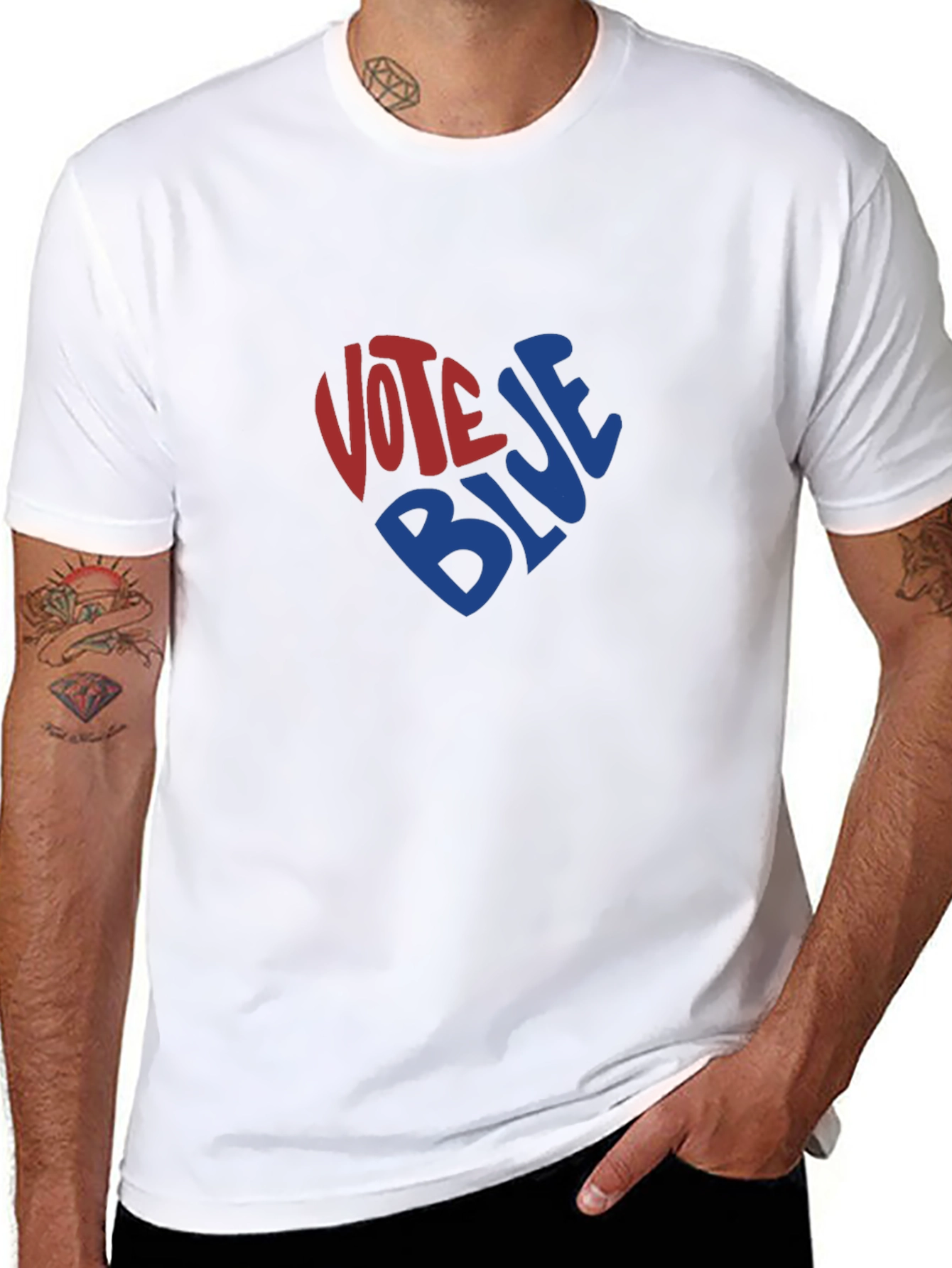 Vote Blue Heart Graphic Tee - Black