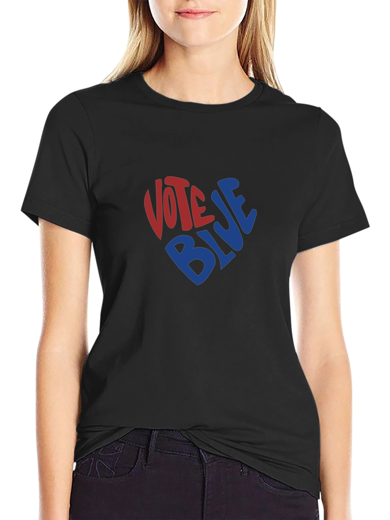 Vote Blue Heart Graphic Tee - Black