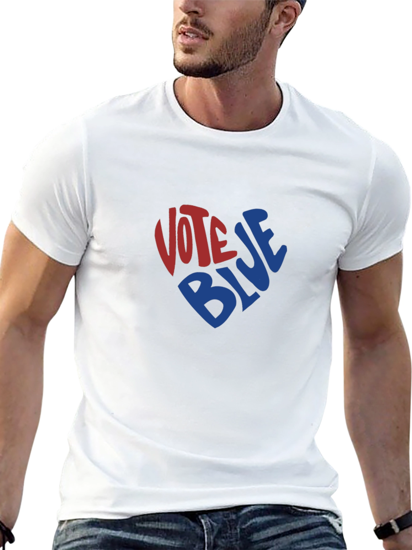 Vote Blue Heart Graphic Tee - Black