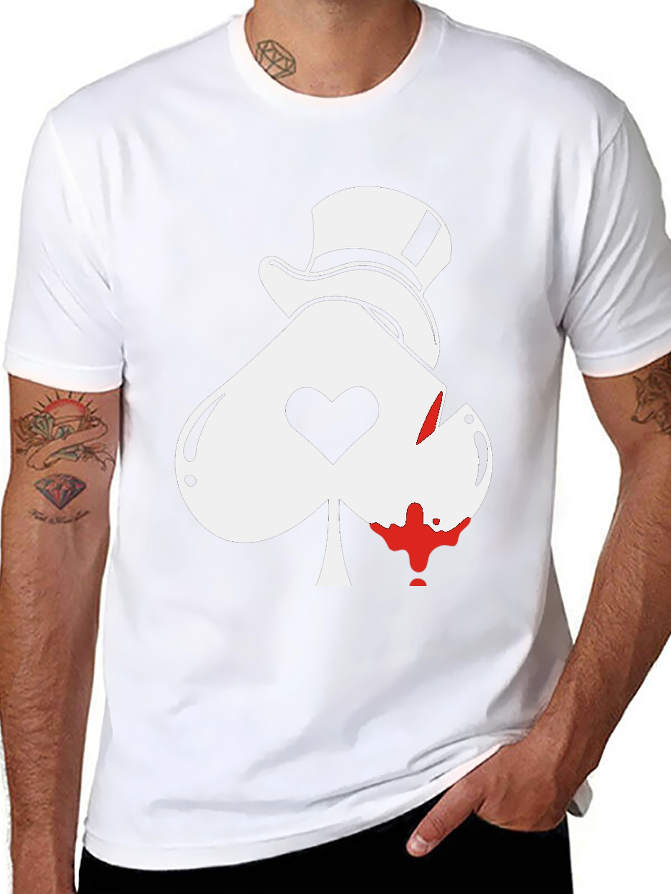 Ace Spade Top Hat Graphic Tee - Black