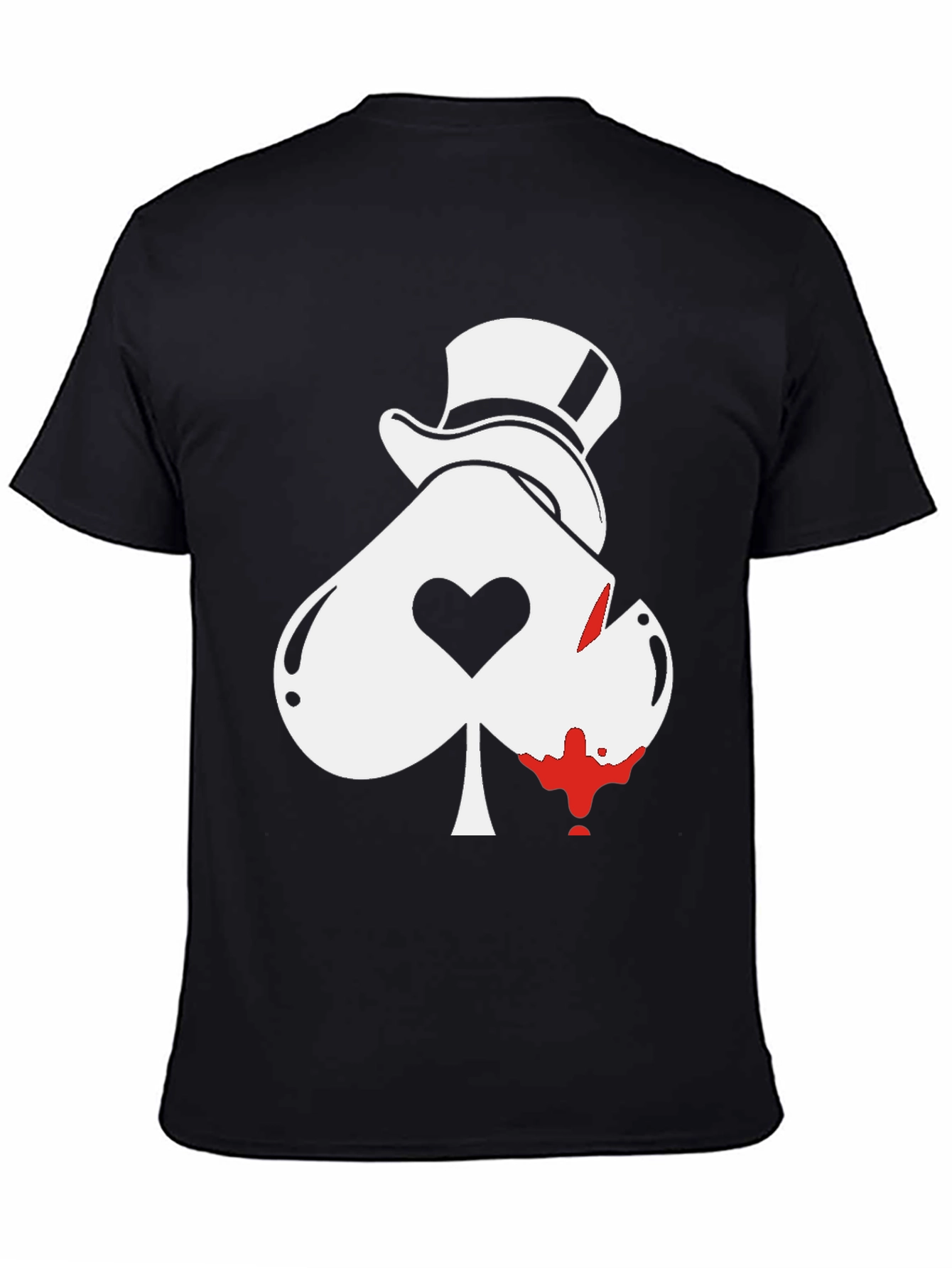 Ace Spade Top Hat Graphic Tee - Black