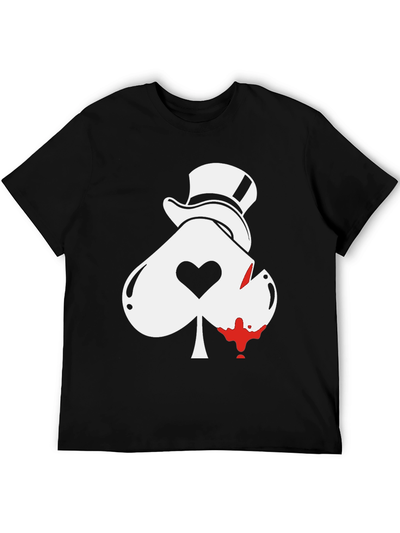 Ace Spade Top Hat Graphic Tee - Black