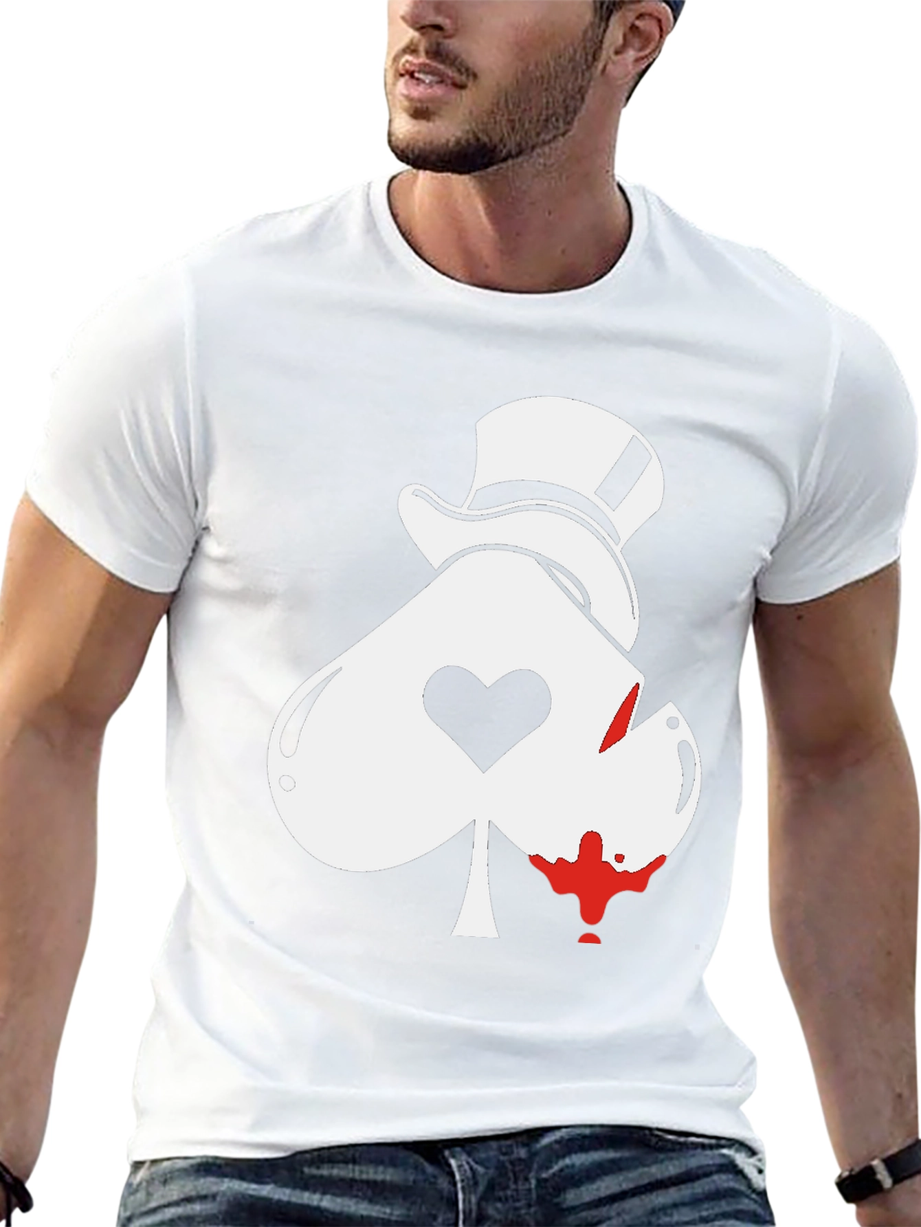 Ace Spade Top Hat Graphic Tee - Black