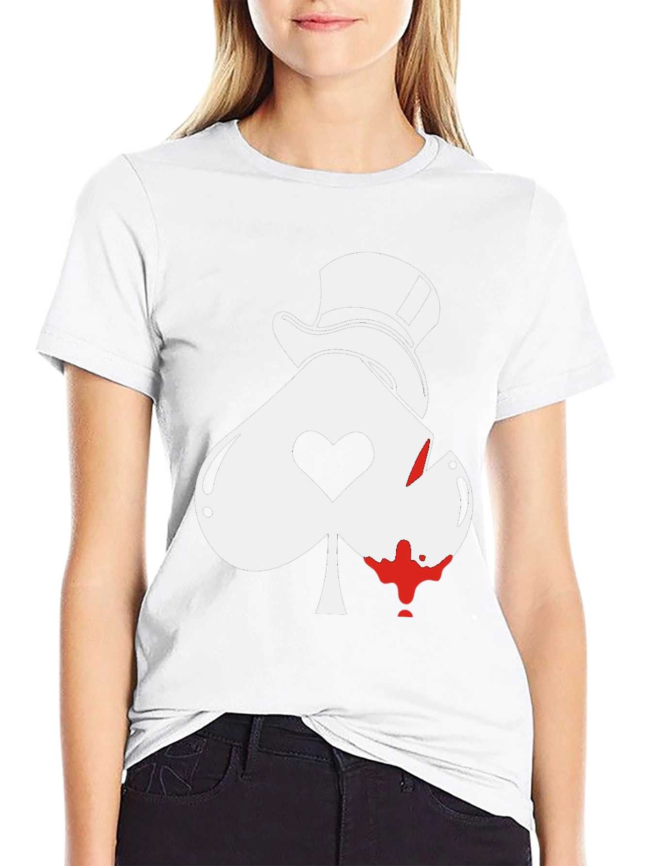 Ace Spade Top Hat Graphic Tee - Black