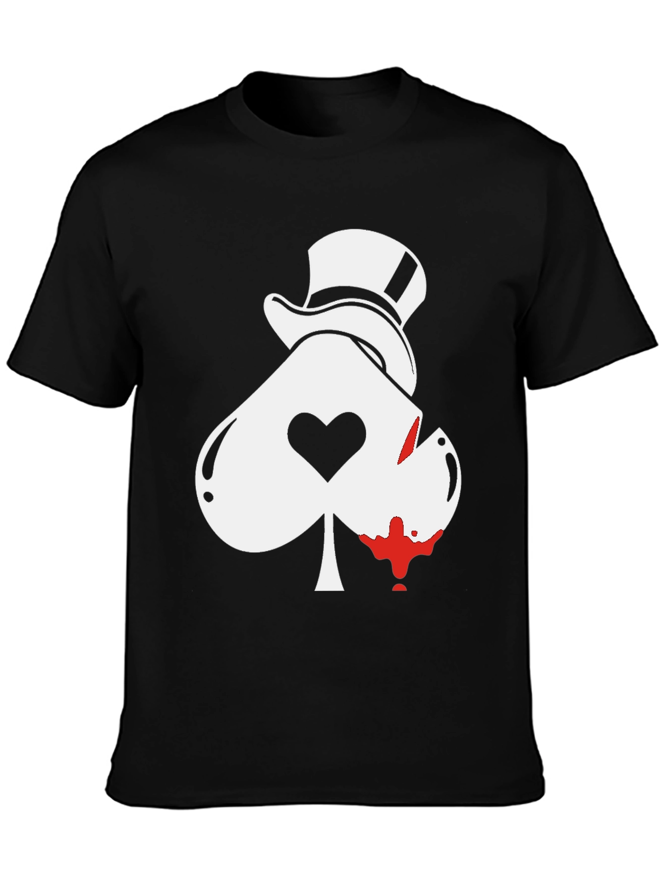 Ace Spade Top Hat Graphic Tee - Black
