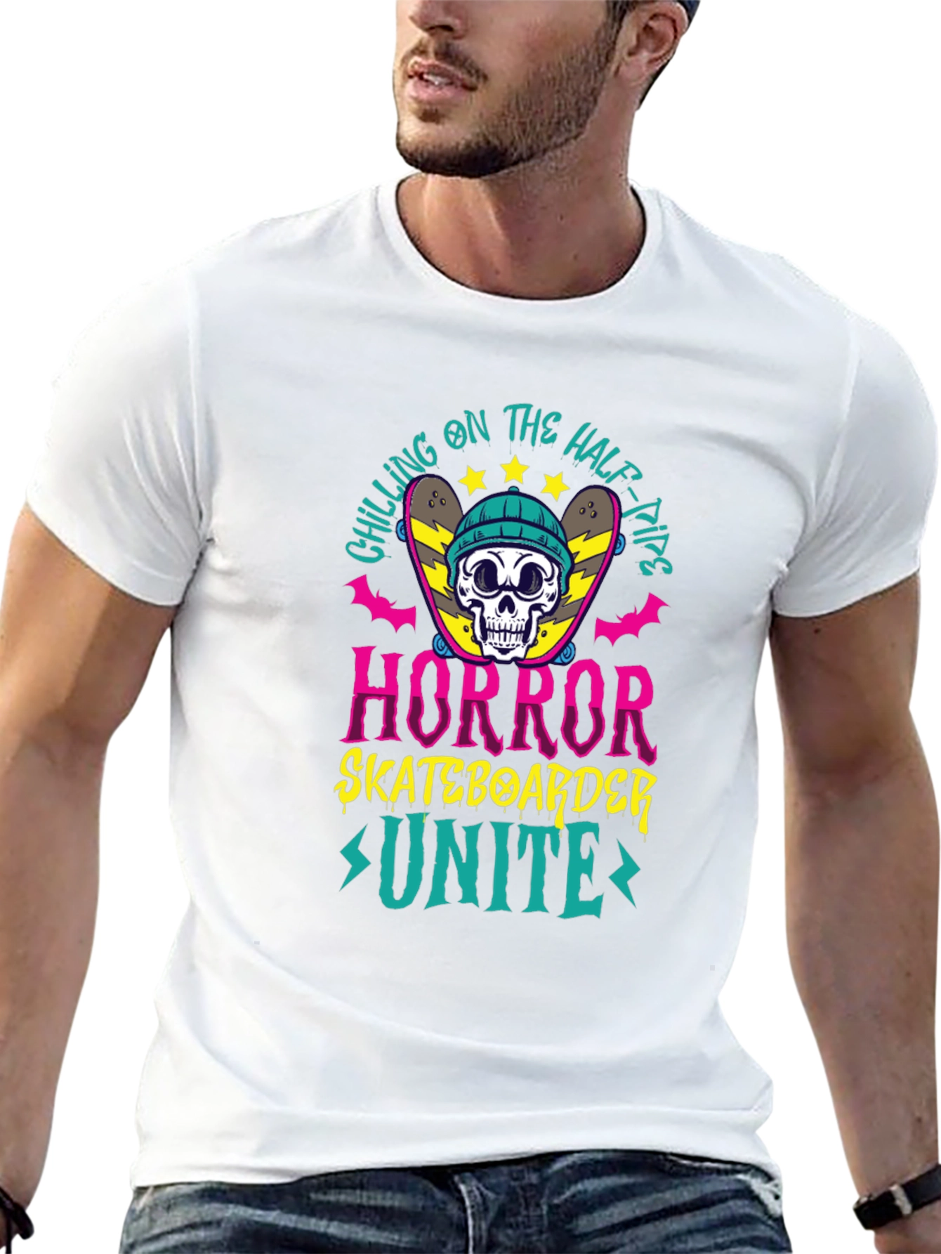 Horror Skateboarder Unite Graphic Tee