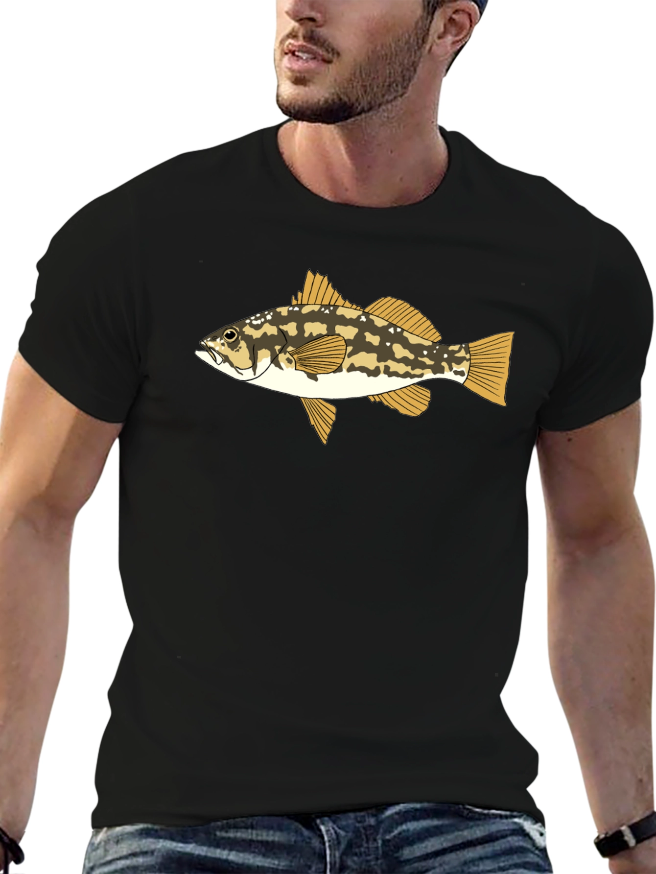 Cool Fish Graphic Black T-Shirt