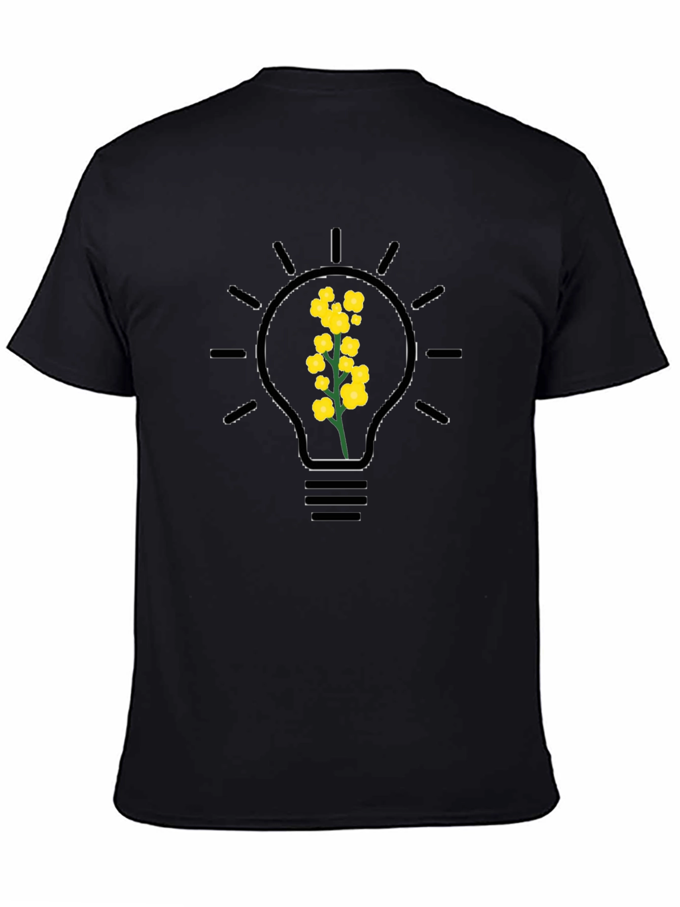 Floral Bulb Graphic Tee - Black Cotton Blend