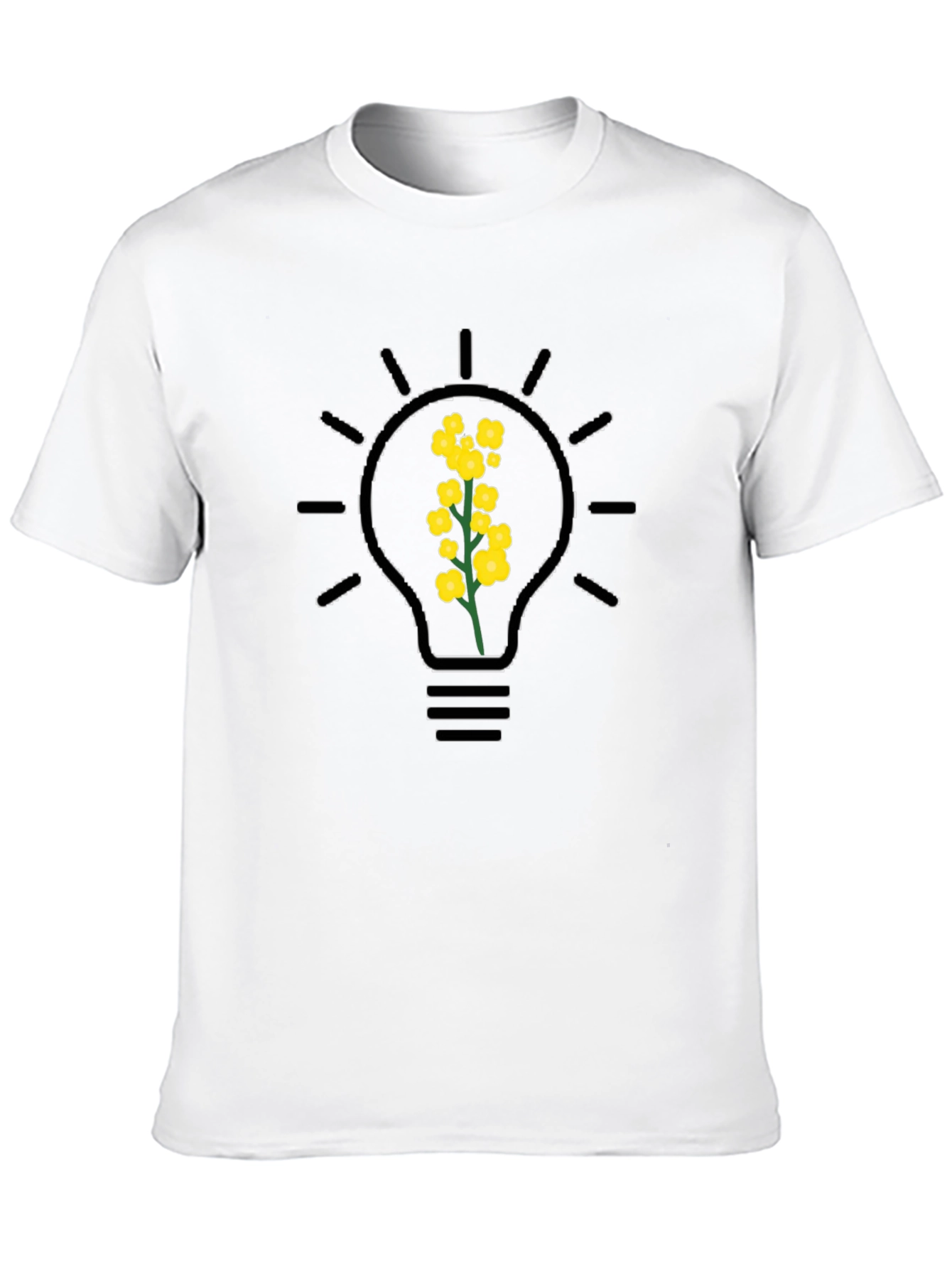 Floral Bulb Graphic Tee - Black Cotton Blend