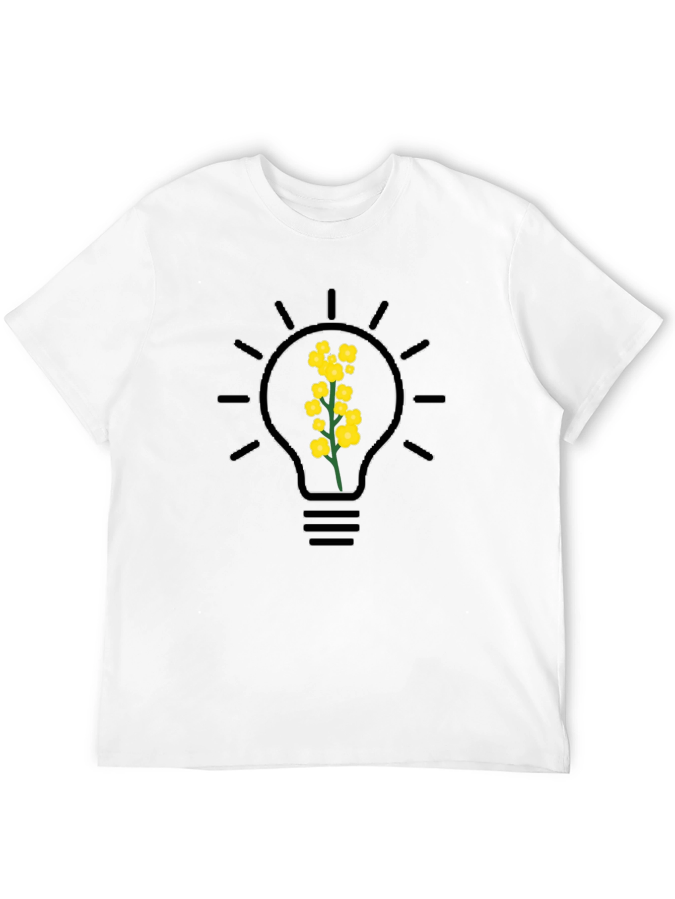 Floral Bulb Graphic Tee - Black Cotton Blend