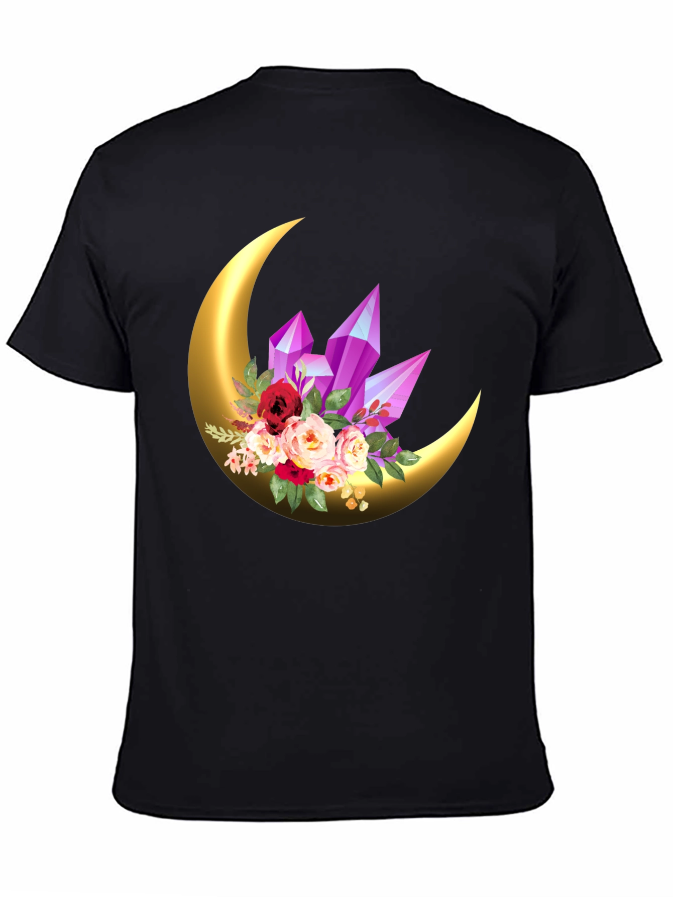 Crescent Moon Crystal Floral Graphic Tee