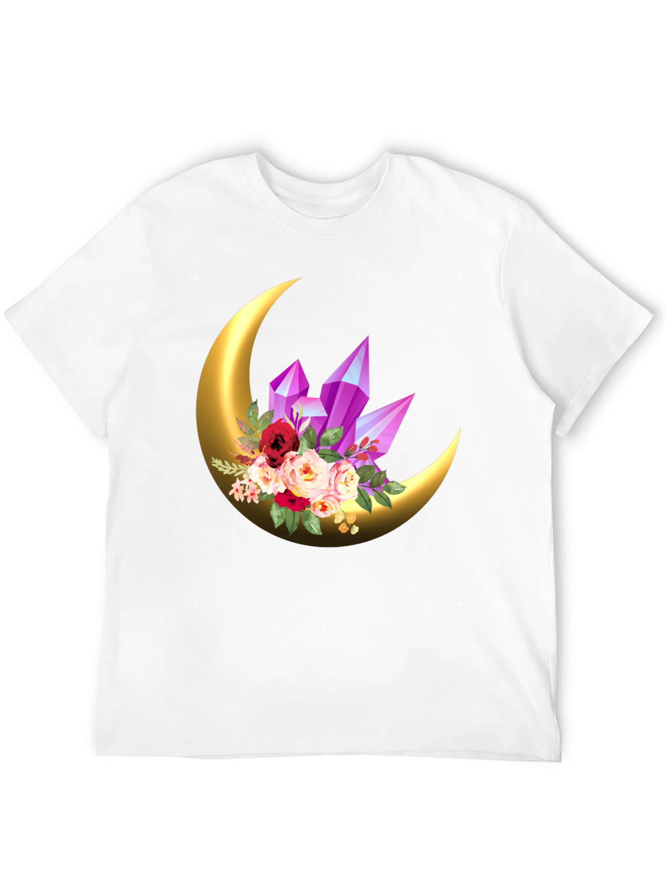 Crescent Moon Crystal Floral Graphic Tee