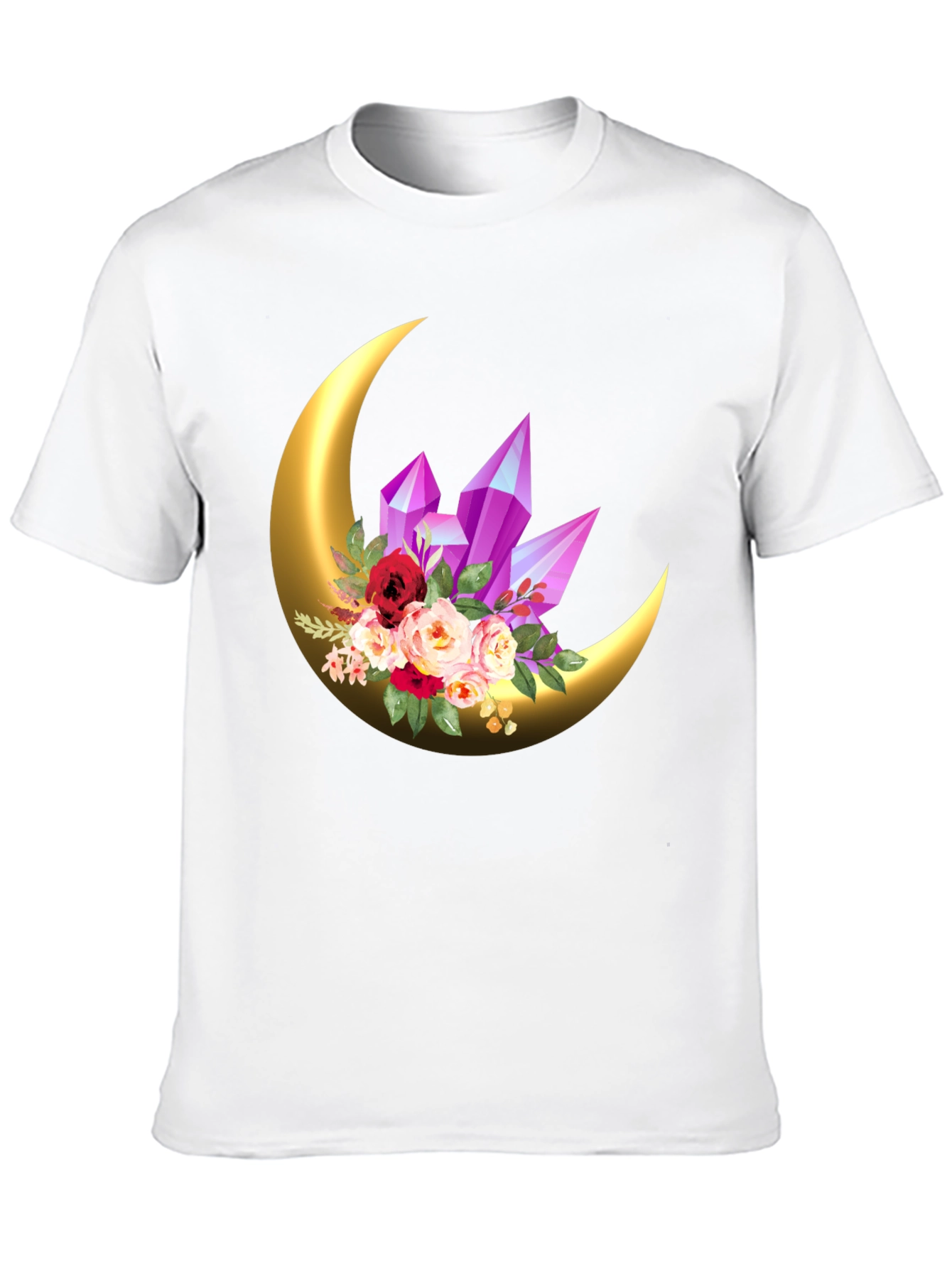 Crescent Moon Crystal Floral Graphic Tee