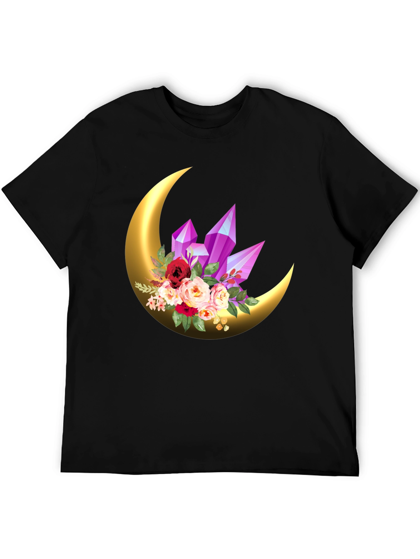 Crescent Moon Crystal Floral Graphic Tee