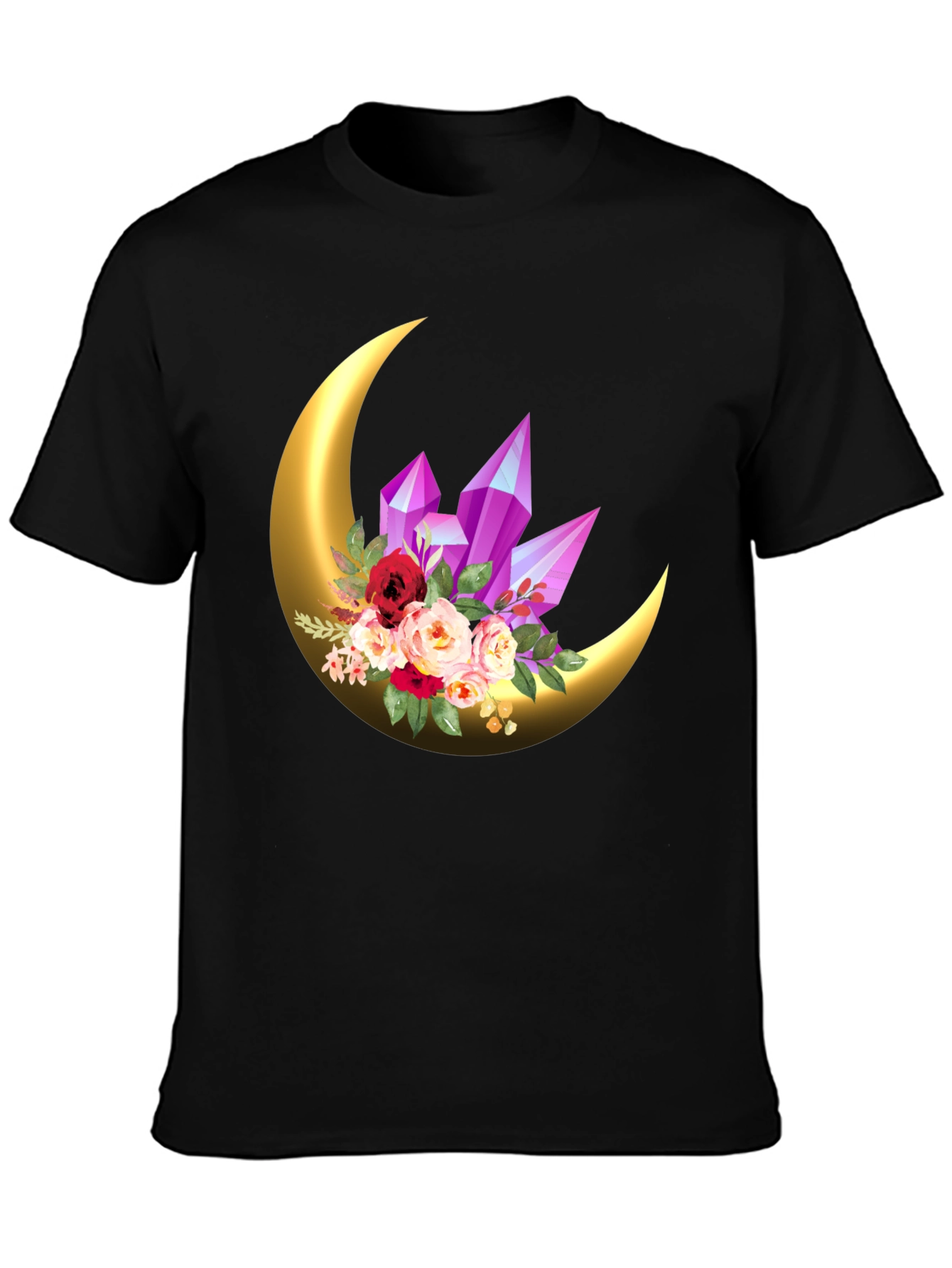 Crescent Moon Crystal Floral Graphic Tee