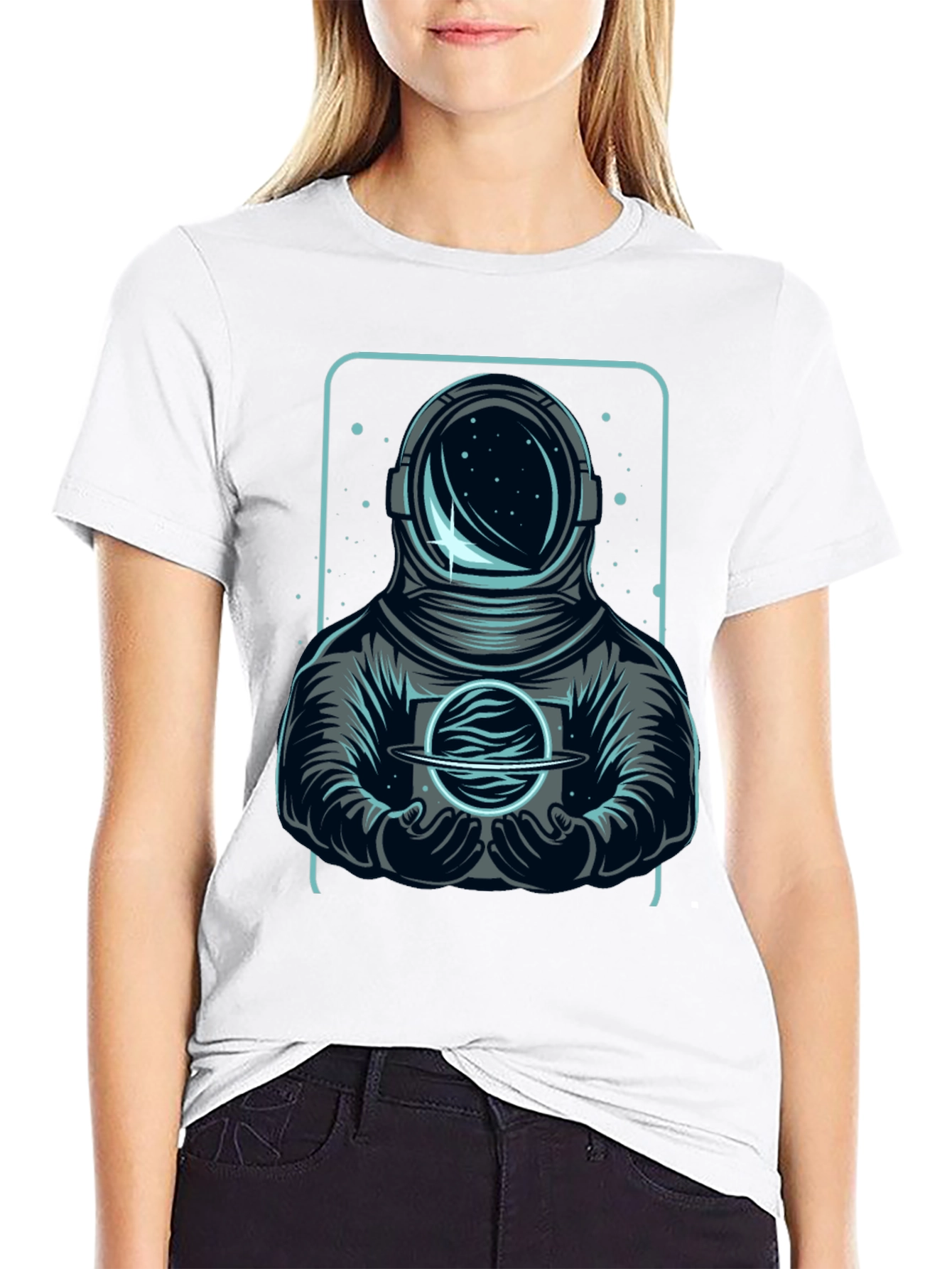 Astronaut Holding Planet Graphic Tee