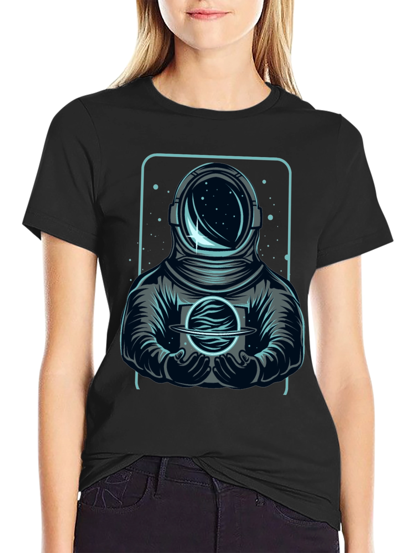 Astronaut Holding Planet Graphic Tee