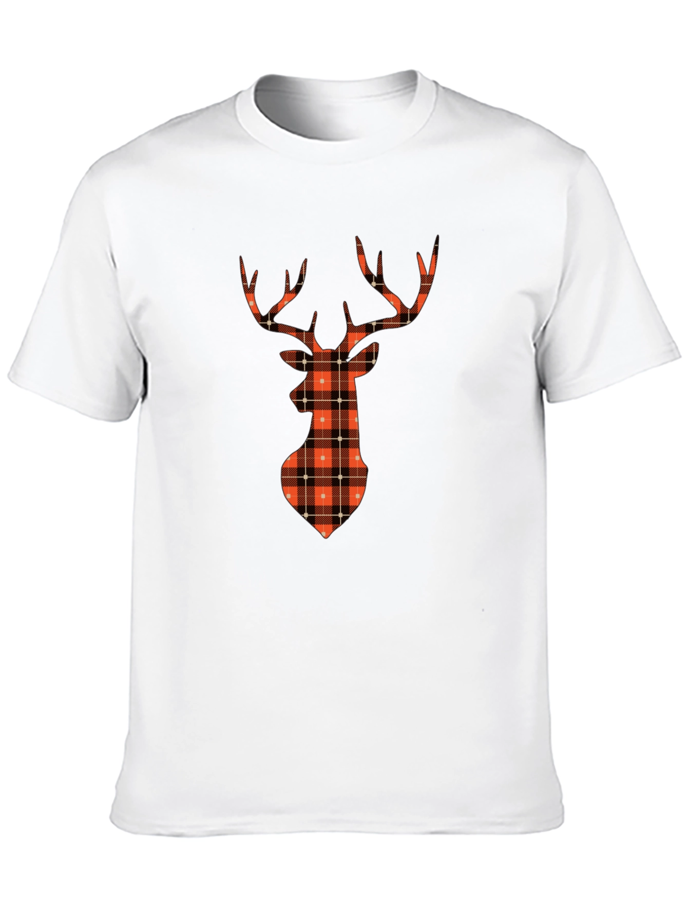 Plaid Deer Graphic Tee - Casual Style