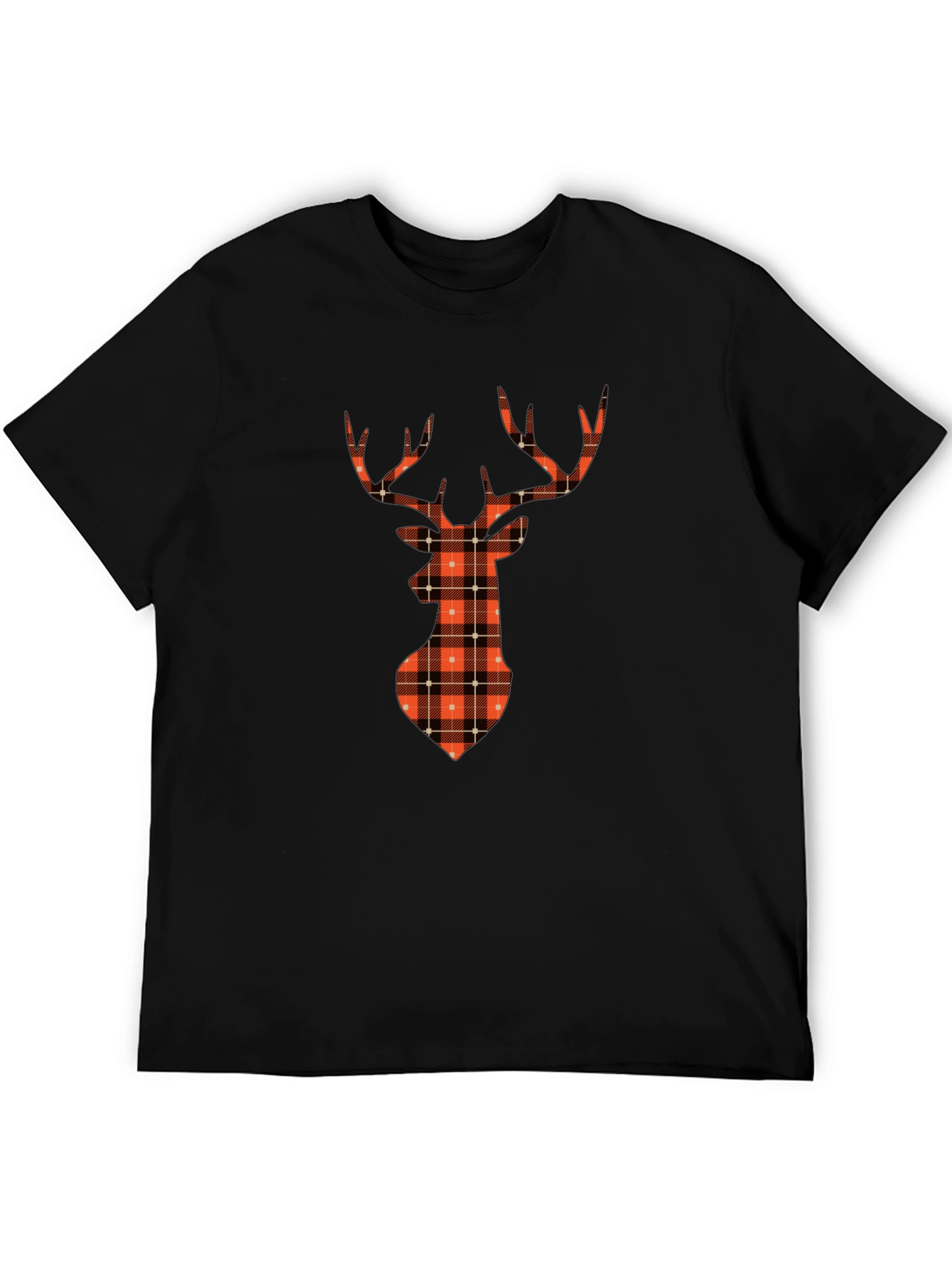 Plaid Deer Graphic Tee - Casual Style