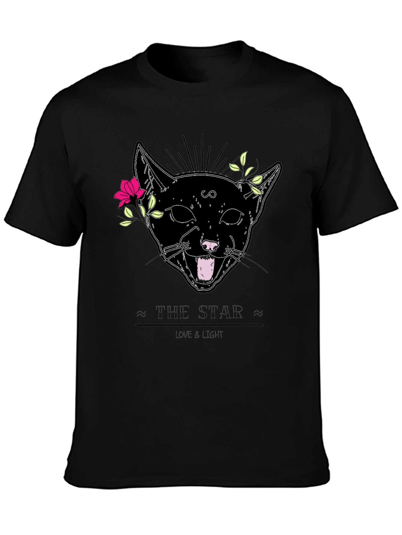 Mystic Cat Graphic Tee - Black