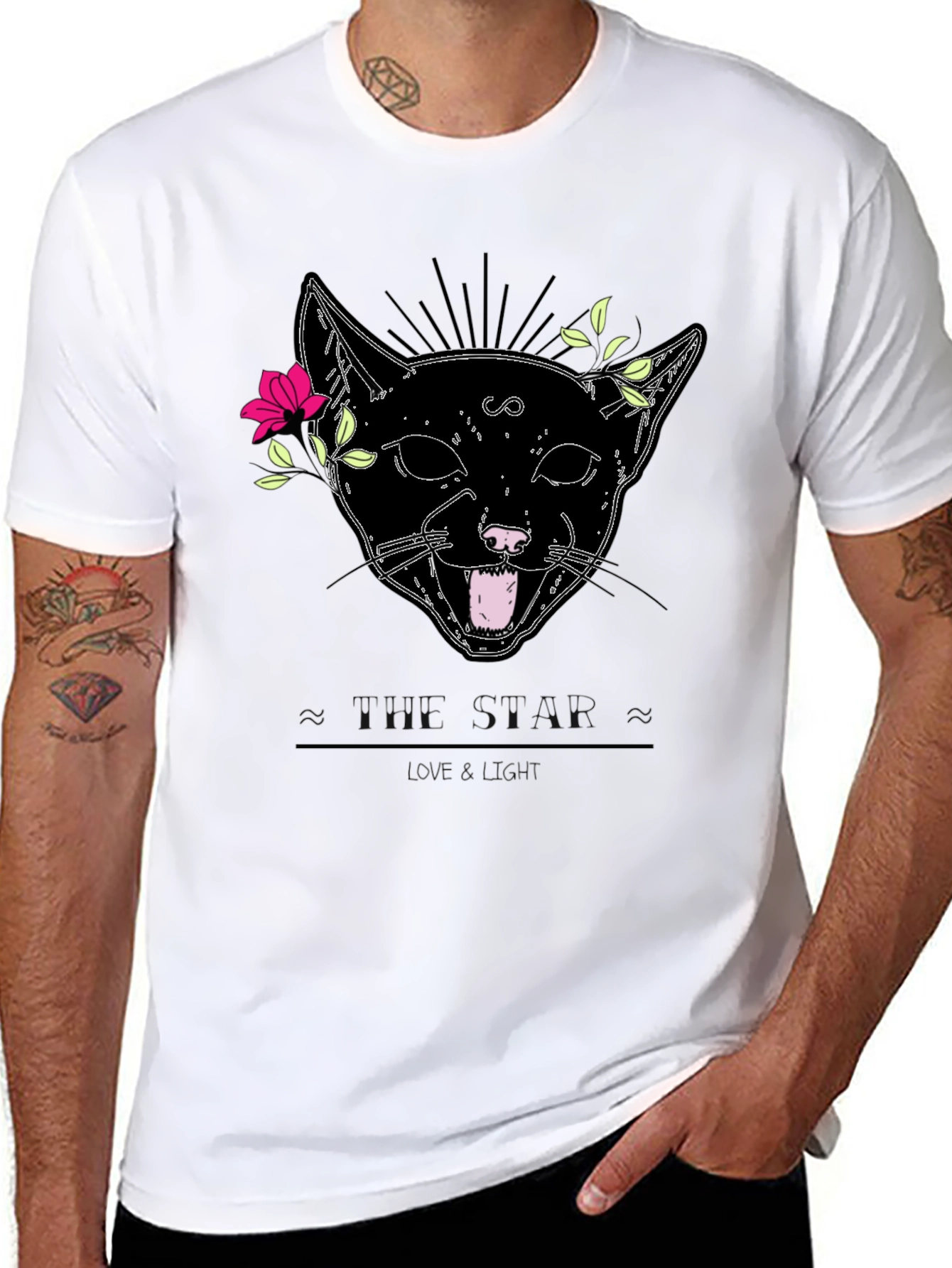 Mystic Cat Graphic Tee - Black