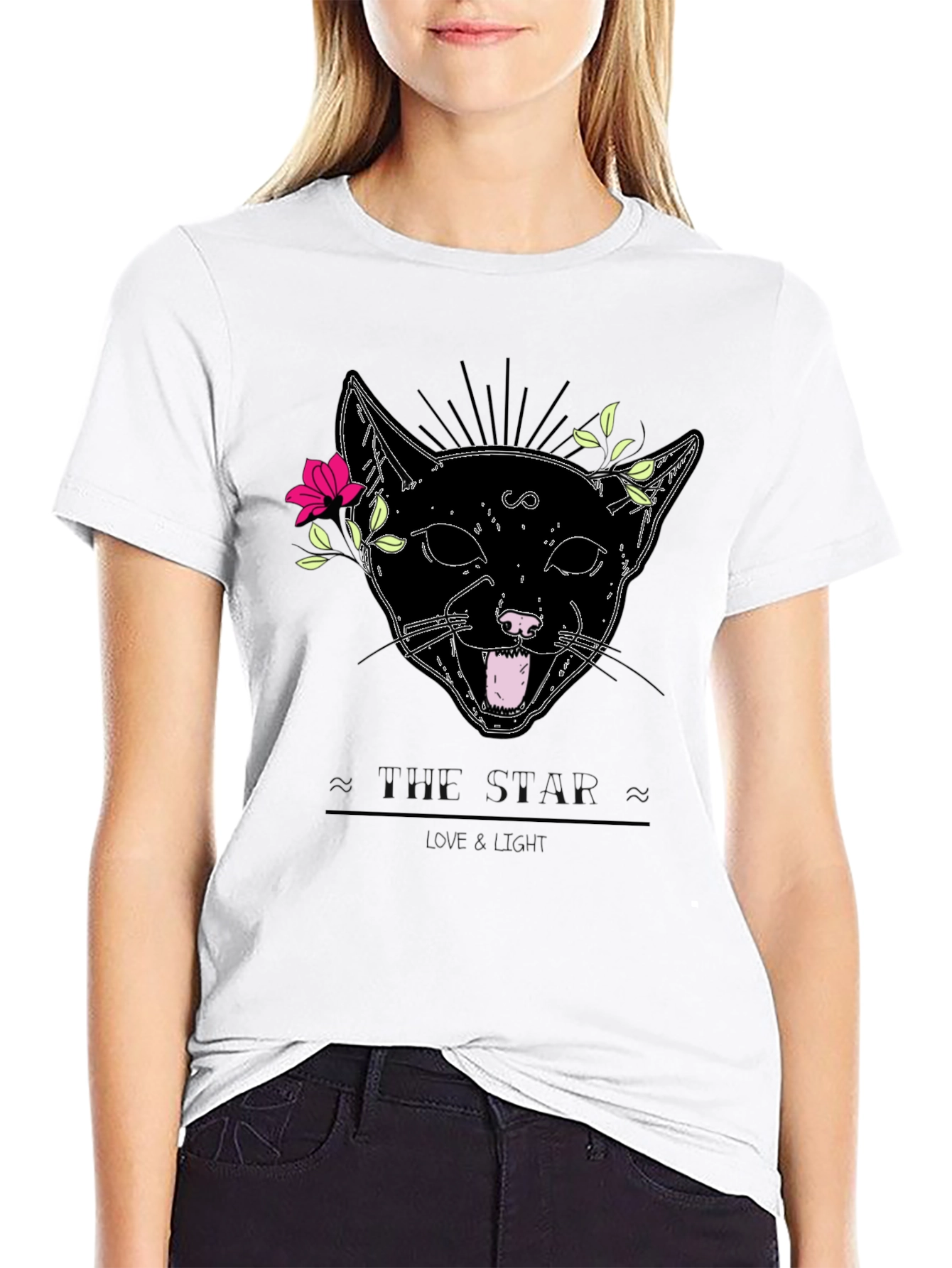 Mystic Cat Graphic Tee - Black