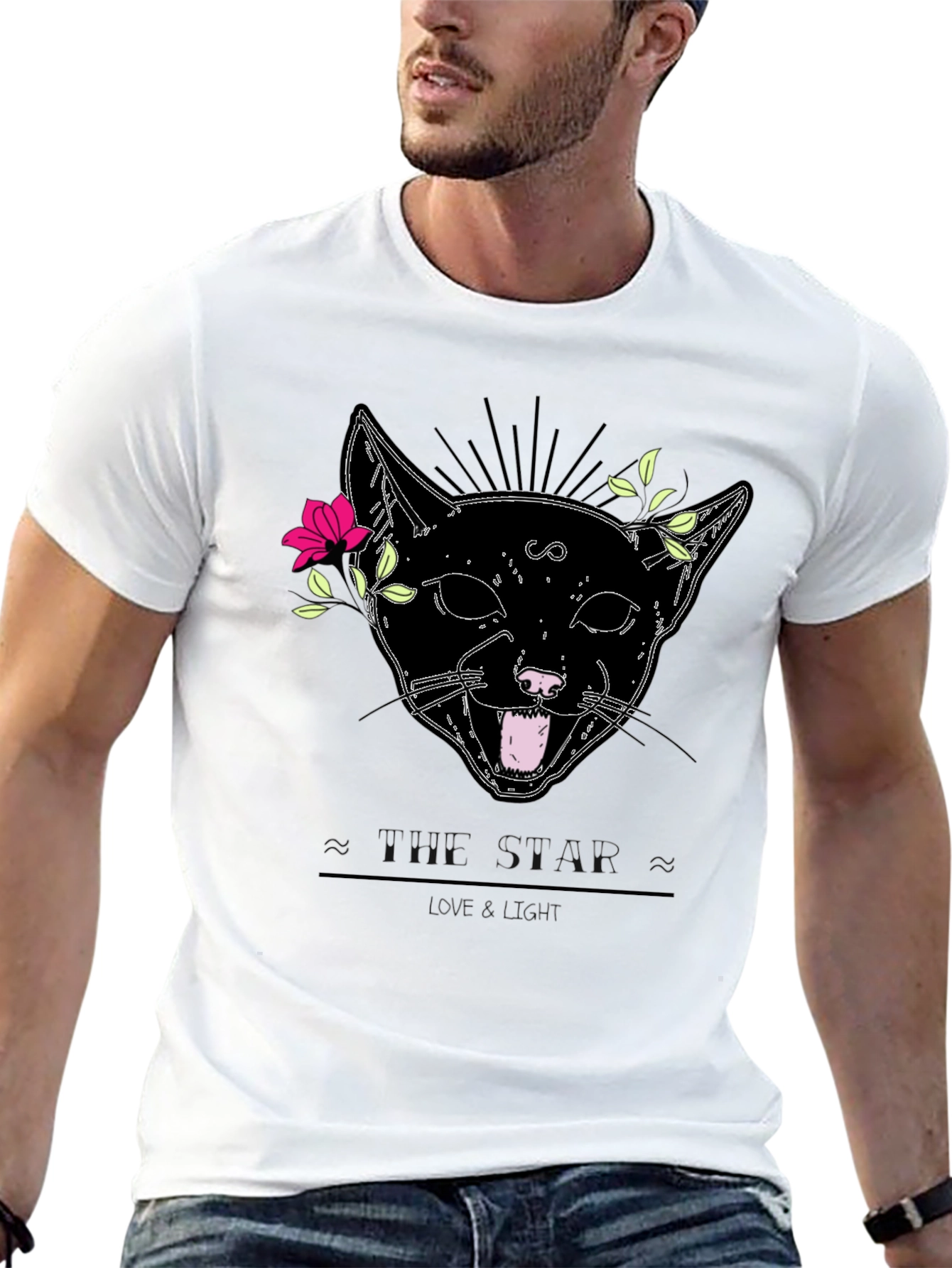 Mystic Cat Graphic Tee - Black