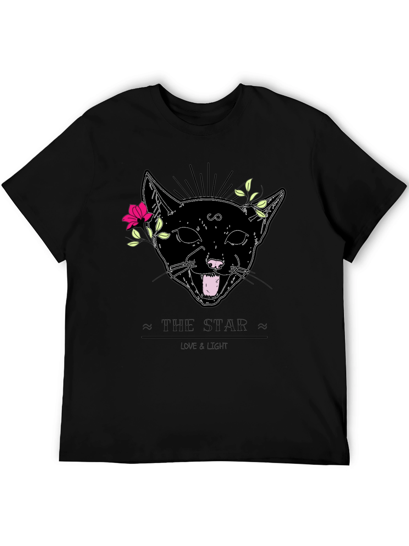 Mystic Cat Graphic Tee - Black