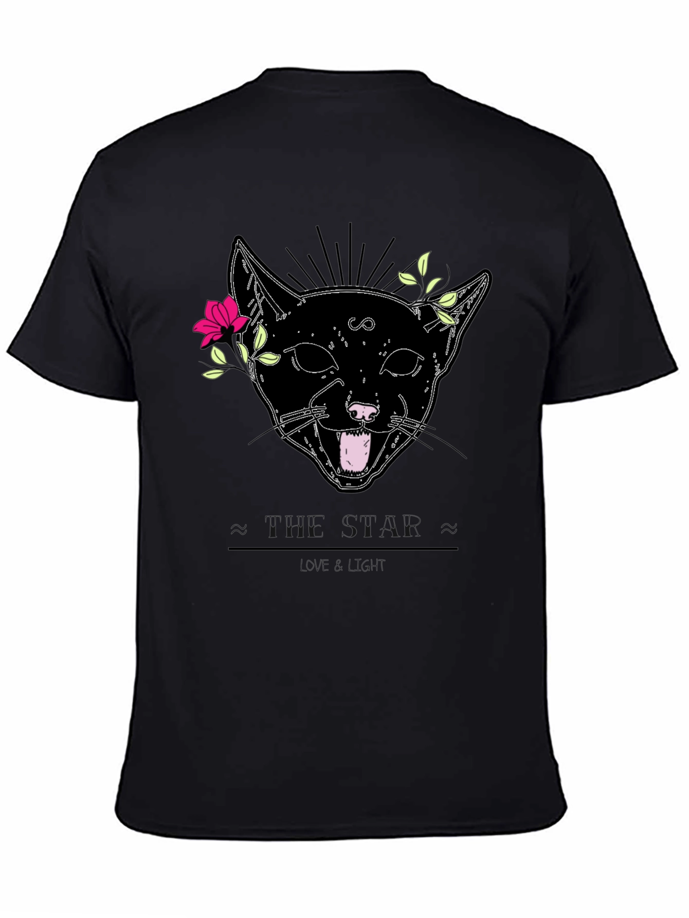 Mystic Cat Graphic Tee - Black